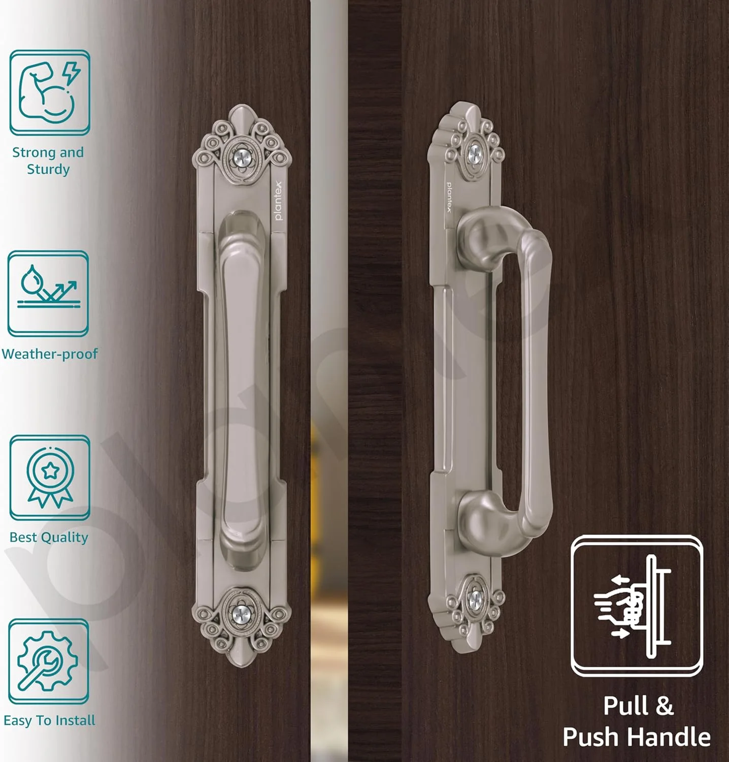 دستگیره درب Plantex برای درب اصلی / دستگیره درب 8 اینچی / دستگیره کششی-فشاری برای خانه / دفتر - بسته 2 عددی (ساتن) دستگیره درب Plantex برای درب اصلی / دستگیره درب 8 اینچی / دستگیره کششی-فشاری برای خانه / دفتر - بسته 2 عددی (ساتن)