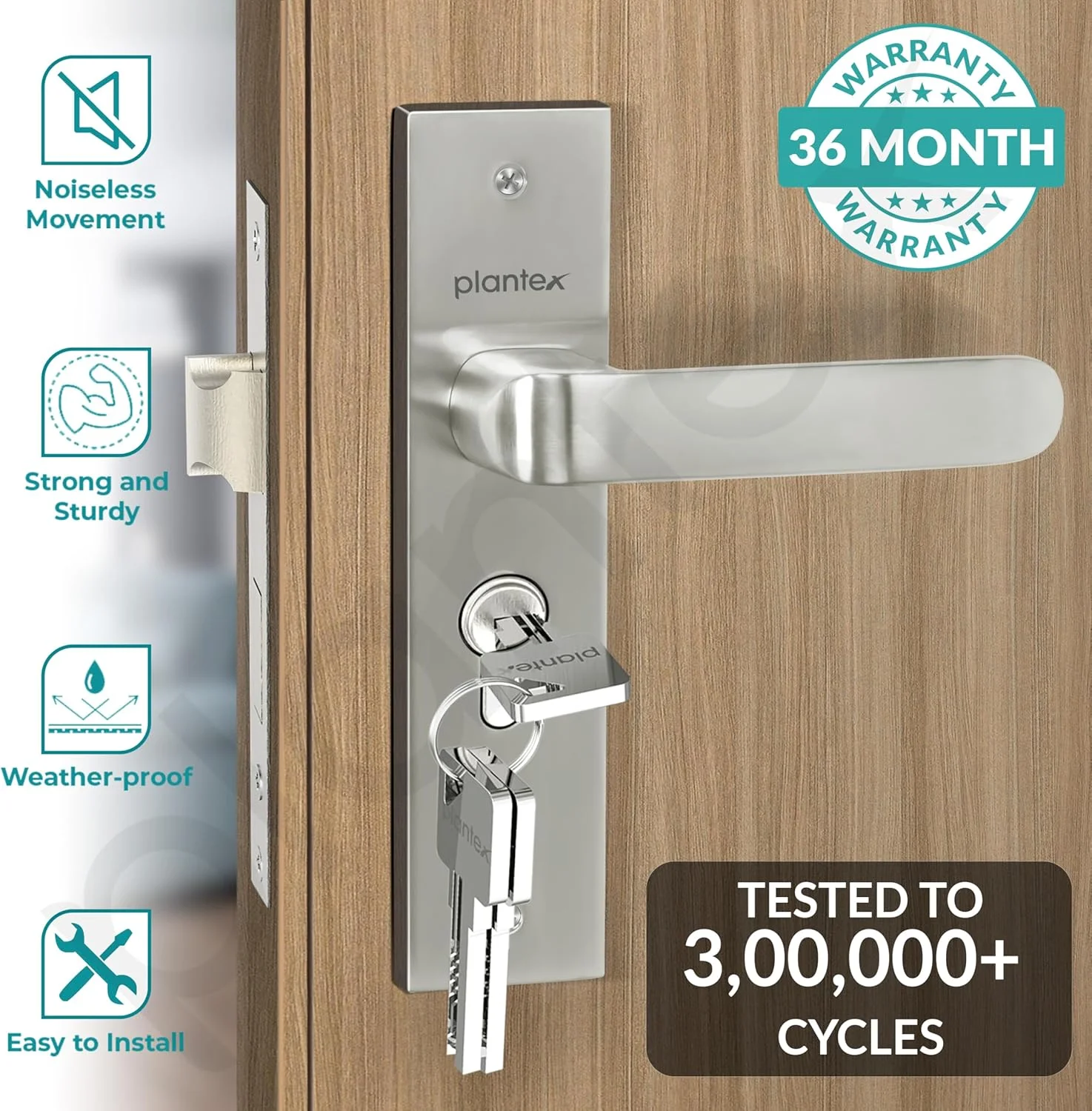 ست قفل درب سنگین Plantex - ست دستگیره قفل درب اصلی / مکانیزم قفل 6 زبانه / قفل زبانه دار با 3 کلید، بدنه و سیلندر قفل برنجی (8110 - مات) ست قفل درب سنگین Plantex - ست دستگیره قفل درب اصلی / مکانیزم قفل 6 زبانه / قفل زبانه دار با 3 کلید، بدنه و سیلندر قفل برنجی (8110 - مات)