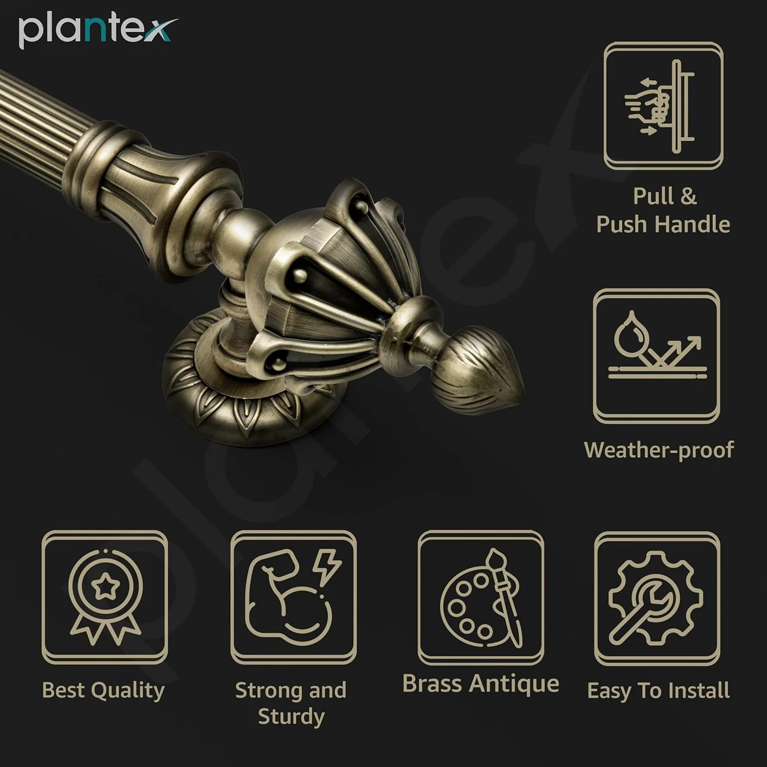 دستگیره درب ورودی Plantex، 13 اینچی / دستگیره درب چوبی و عتیقه / دستگیره کششی-فشاری برای درب ورودی / لوازم جانبی درب / بسته 1 عددی (S-136-برنجی عتیقه) دستگیره درب ورودی Plantex، 13 اینچی / دستگیره درب چوبی و عتیقه / دستگیره کششی-فشاری برای درب ورودی / لوازم جانبی درب / بسته 1 عددی (S-136-برنجی عتیقه)