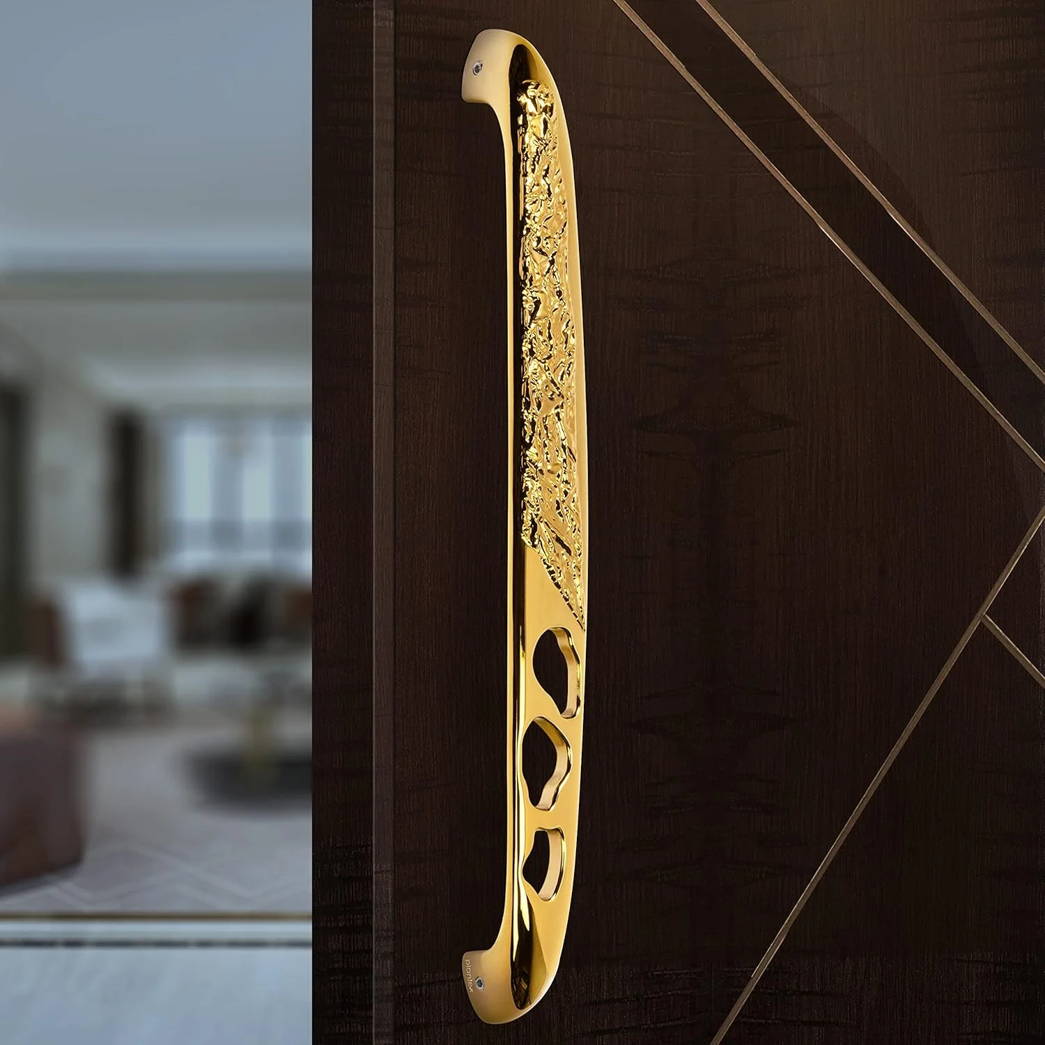 دستگیره درب ۱۳ اینچی ممتاز Plantex برای درب اصلی و دستگیره فشاری-کششی برای درب چوبی و شیشه ای / خانه / هتل / سخت افزار درب اداری - بسته ۱ عددی (۳۱۱، طلایی PVD)