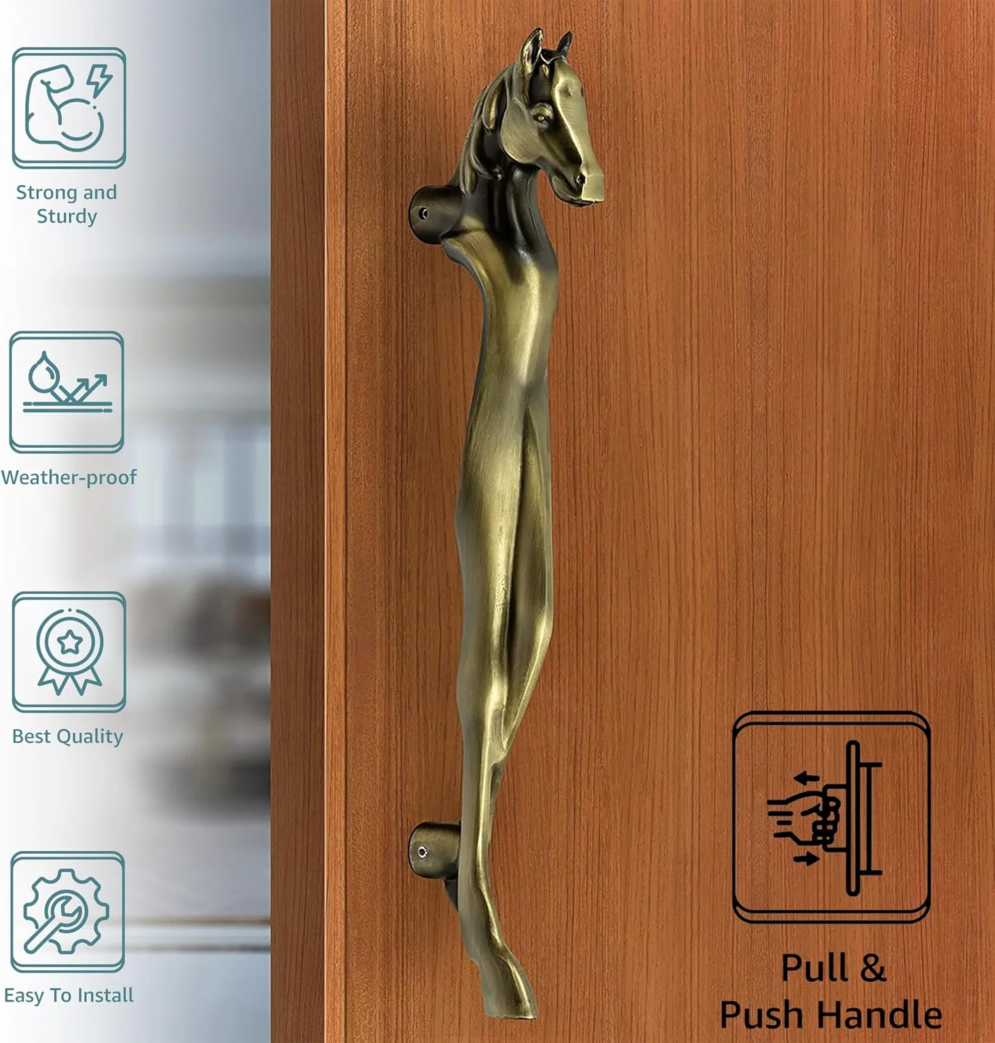 دستگیره در طرح اسب Plantex مدل Knight، مناسب دکوراسیون منزل و در، طول 15 اینچ، رنگ برنجی آنتیک - بسته 1 عددی (284) دستگیره در طرح اسب Plantex مدل Knight، مناسب دکوراسیون منزل و در، طول 15 اینچ، رنگ برنجی آنتیک - بسته 1 عددی (284)