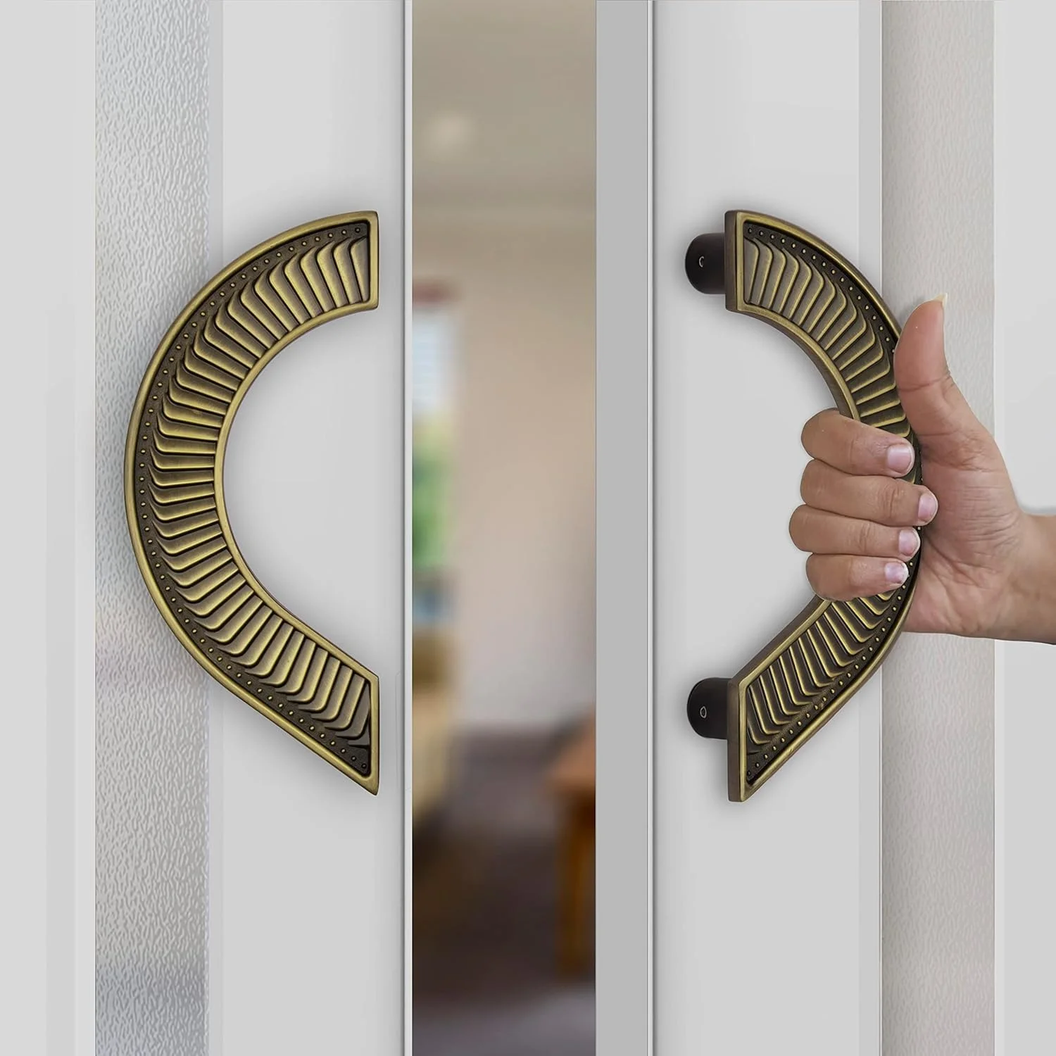 دستگیره درب سنگین Plantex / دکوراسیون درب و منزل / دستگیره اصلی درب گرد 8 اینچی / ست دستگیره فشاری کششی درب - بسته 1 عددی (321- روکش برنجی عتیقه) دستگیره درب سنگین Plantex / دکوراسیون درب و منزل / دستگیره اصلی درب گرد 8 اینچی / ست دستگیره فشاری کششی درب - بسته 1 عددی (321- روکش برنجی عتیقه)