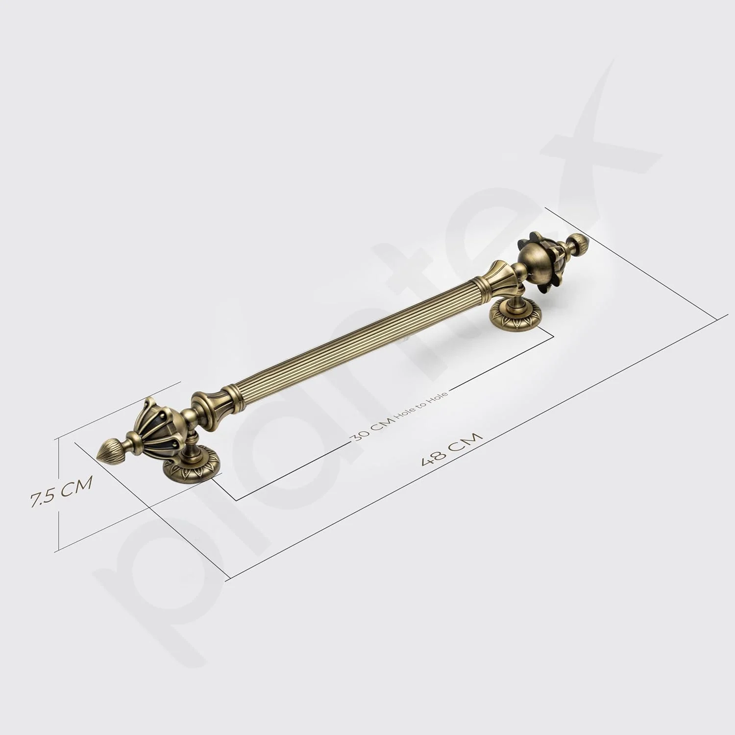 دستگیره درب پلنتکس / دستگیره اصلی درب 18 اینچی / دستگیره درب چوبی / دستگیره کششی-فشاری / لوازم جانبی درب - بسته 1 عددی (S-136-برنجی عتیقه)