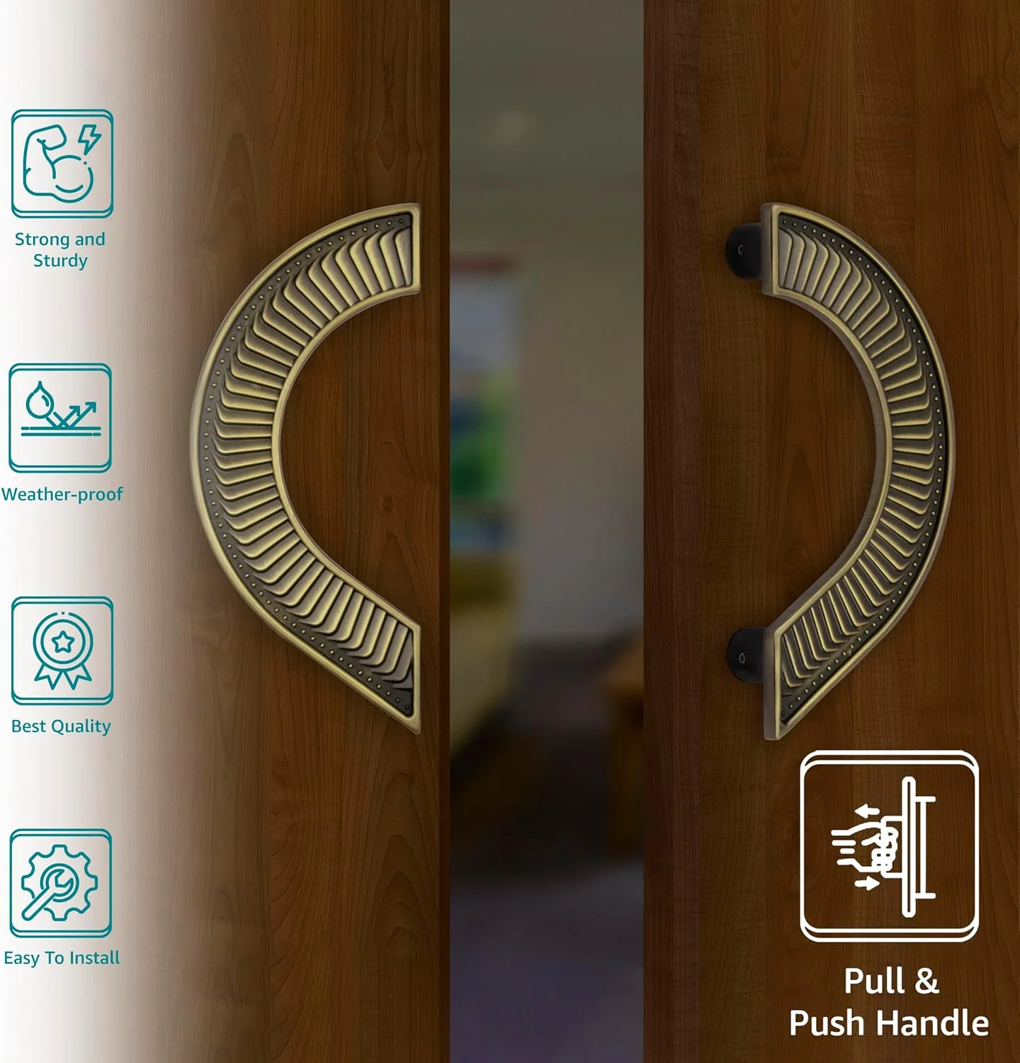 دستگیره درب سنگین Plantex / دکوراسیون درب و منزل / دستگیره اصلی درب گرد 8 اینچی / ست دستگیره فشاری کششی درب - بسته 1 عددی (321- روکش برنجی عتیقه) دستگیره درب سنگین Plantex / دکوراسیون درب و منزل / دستگیره اصلی درب گرد 8 اینچی / ست دستگیره فشاری کششی درب - بسته 1 عددی (321- روکش برنجی عتیقه)