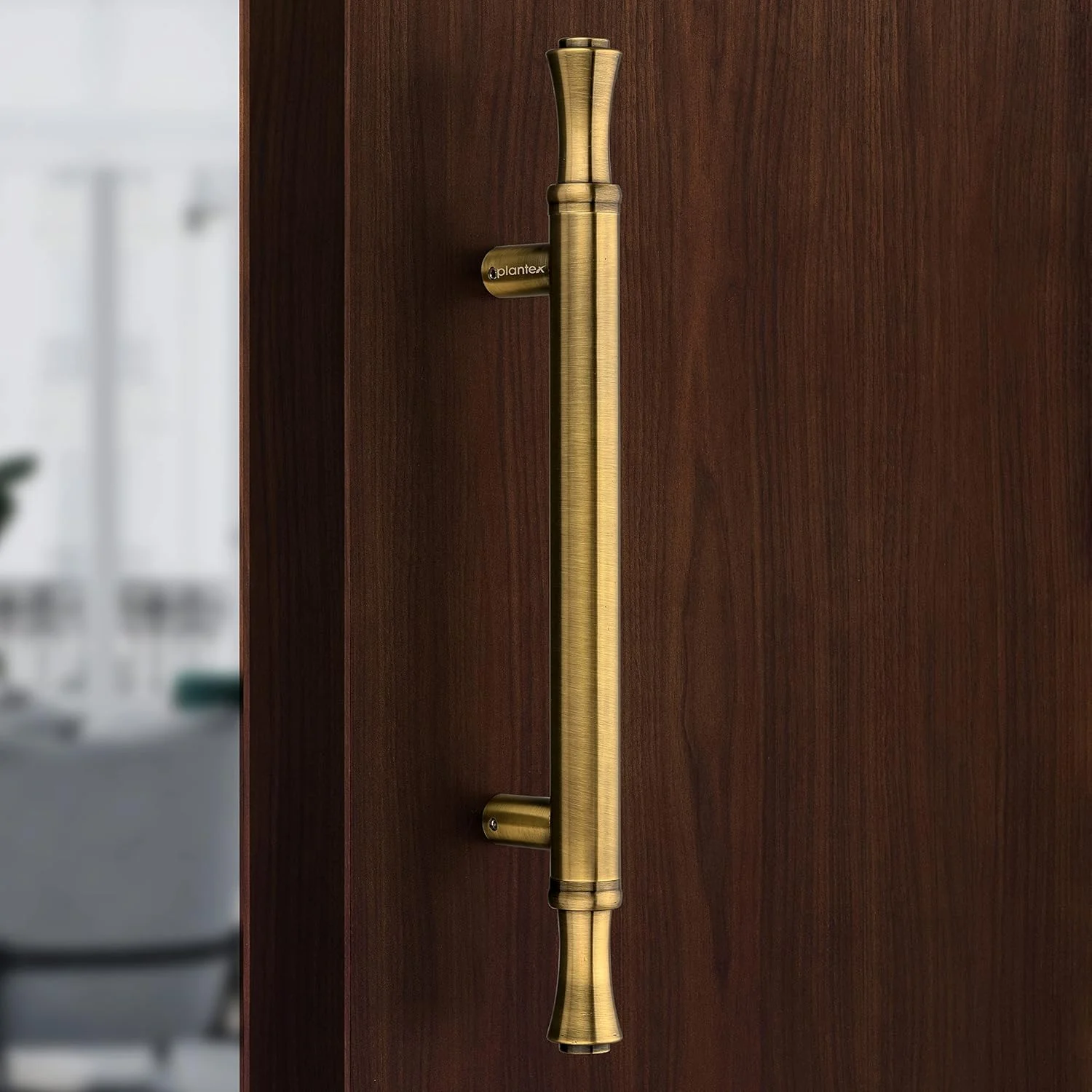 دستگیره درب ورودی پلنتکس / دکوراسیون منزل و درب / دستگیره درب ورودی 35 سانتی متری / دستگیره کششی-فشاری درب - بسته 1 عددی (APS-121، برنجی عتیقه)