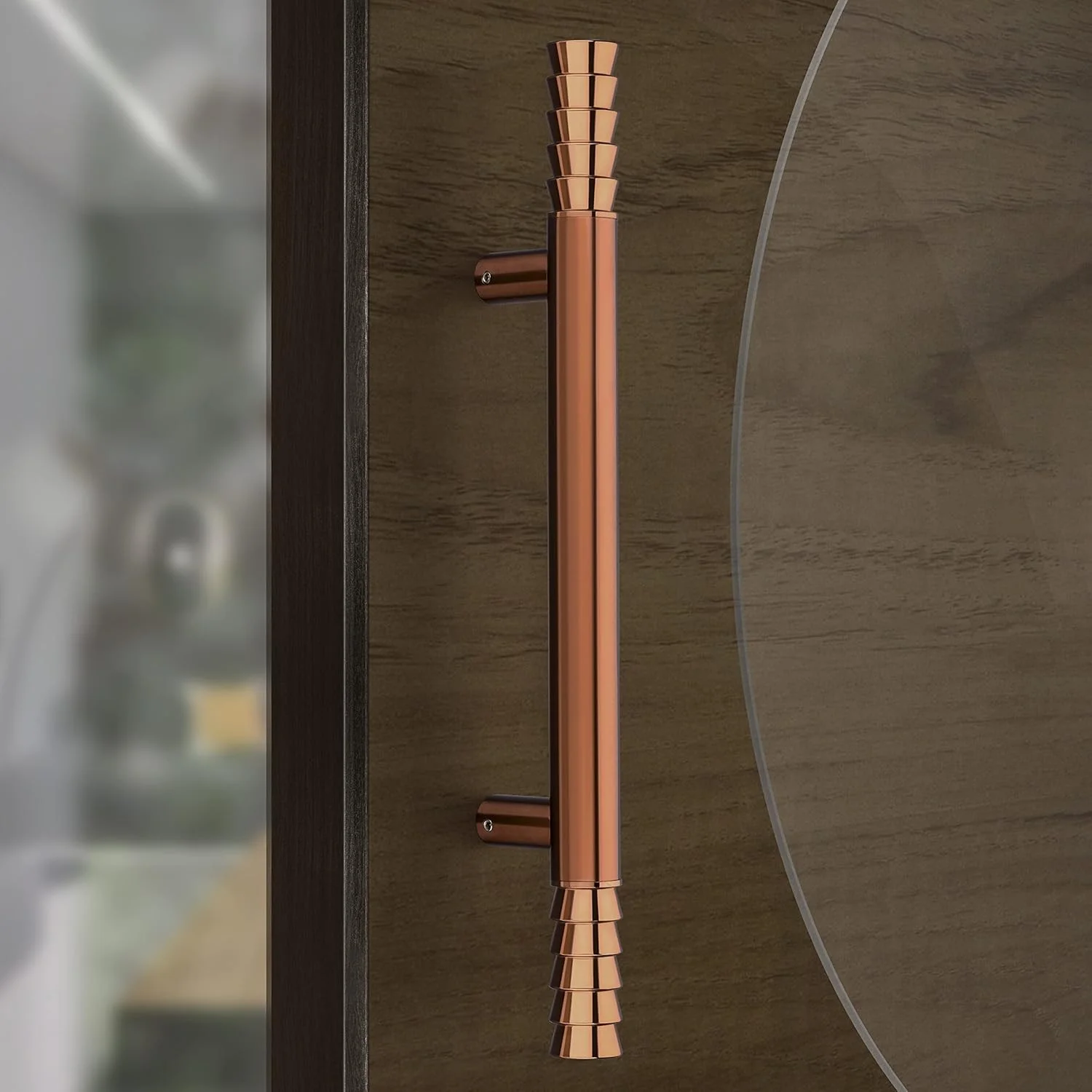 دستگیره درب ورودی استیل لوتوس Plantex / دستگیره درب برای درب ورودی / دستگیره درب چوبی و شیشه ای (رنگ رزگلد)