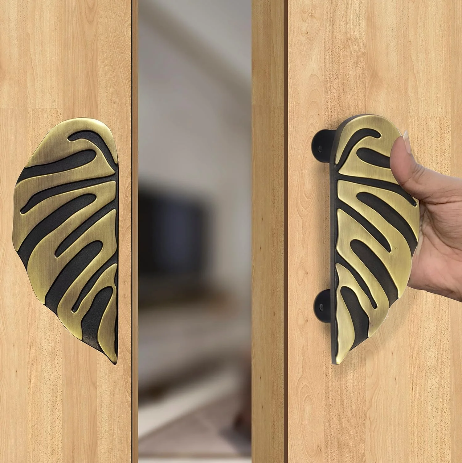 دستگیره در مدل برگ Plantex، سایز 6 اینچ، مناسب برای درب ورودی، دستگیره کششی-فشاری برای درب شیشه ای/ منزل/ هتل/ سخت افزار درب اداری برای درب های تک و دو لنگه (رنگ برنجی آنتیک) دستگیره در مدل برگ Plantex، سایز 6 اینچ، مناسب برای درب ورودی، دستگیره کششی-فشاری برای درب شیشه ای/ منزل/ هتل/ سخت افزار درب اداری برای درب های تک و دو لنگه (رنگ برنجی آنتیک)