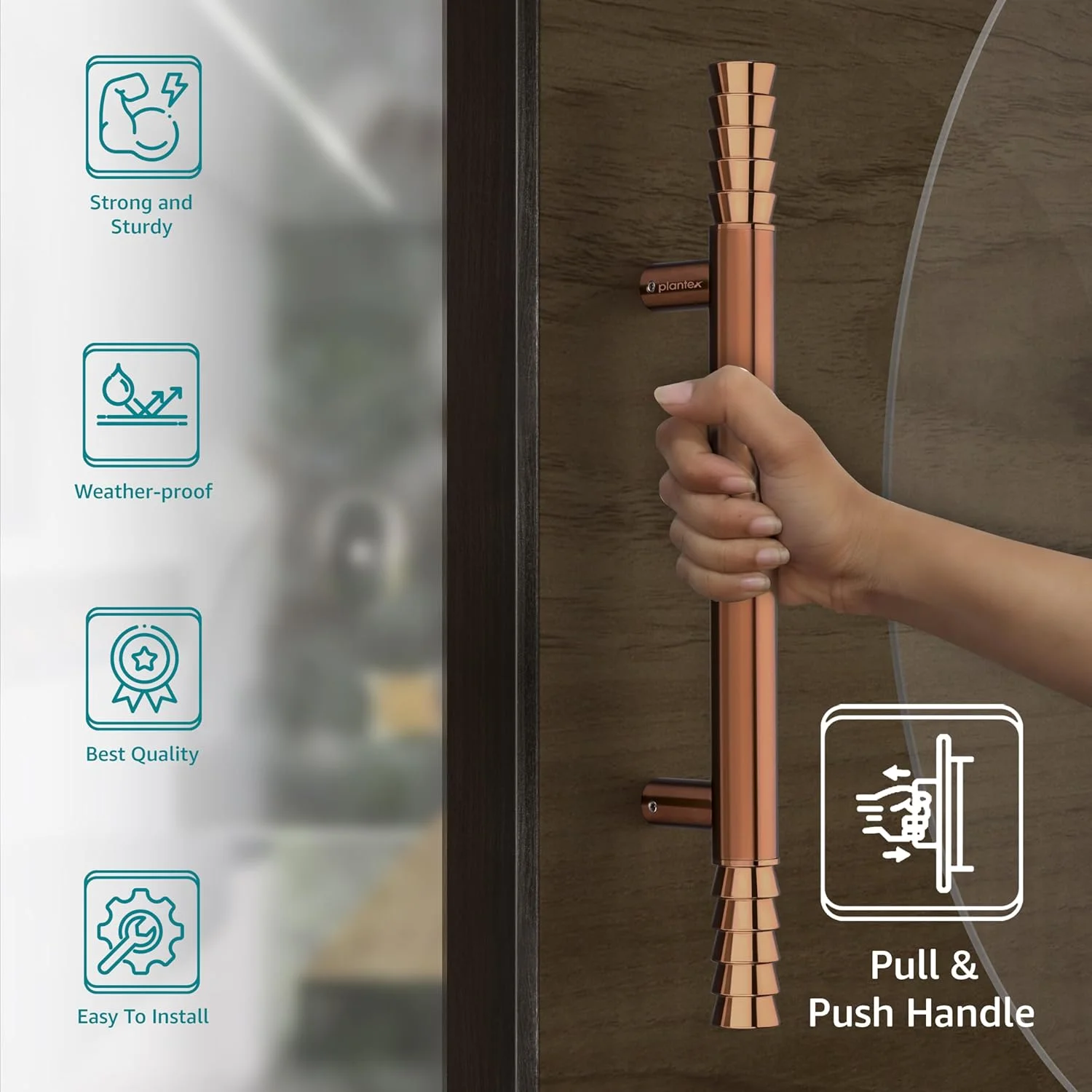 دستگیره درب ورودی استیل لوتوس Plantex / دستگیره درب برای درب ورودی / دستگیره درب چوبی و شیشه ای (رنگ رزگلد) دستگیره درب ورودی استیل لوتوس Plantex / دستگیره درب برای درب ورودی / دستگیره درب چوبی و شیشه ای (رنگ رزگلد)