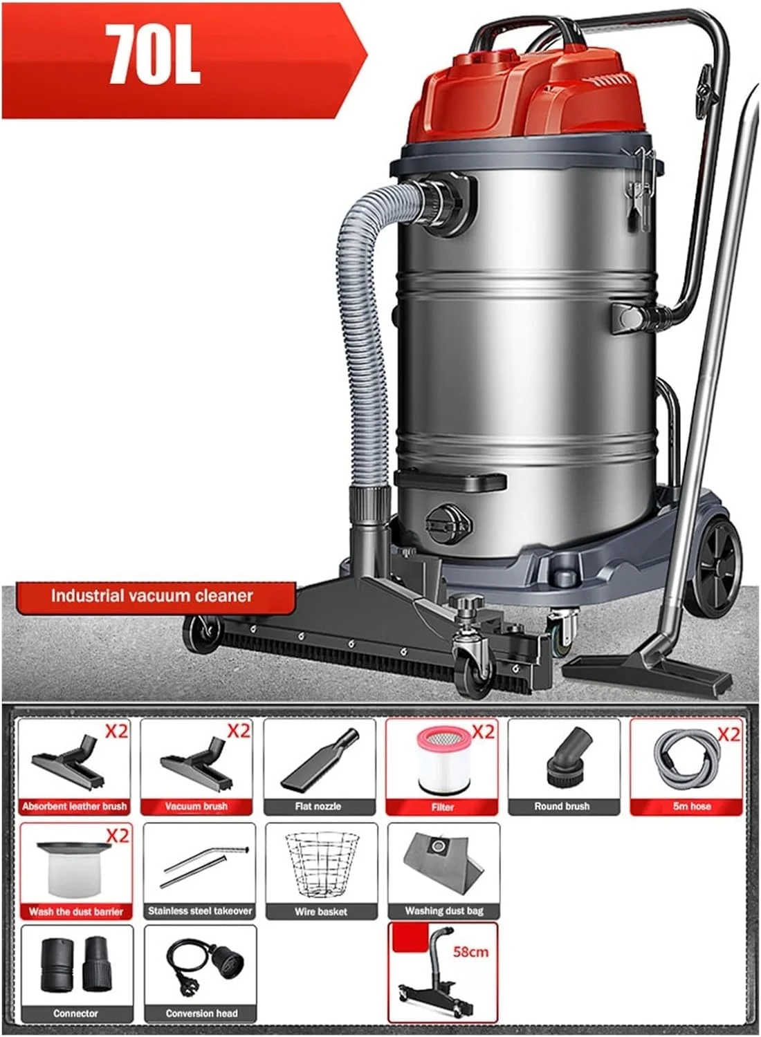 جاروبرقی صنعتی تر و خشک GZDZHP، مناسب کارخانه، کارگاه، گرد و غبار، قدرت مکش بالا، تجاری و بزرگ