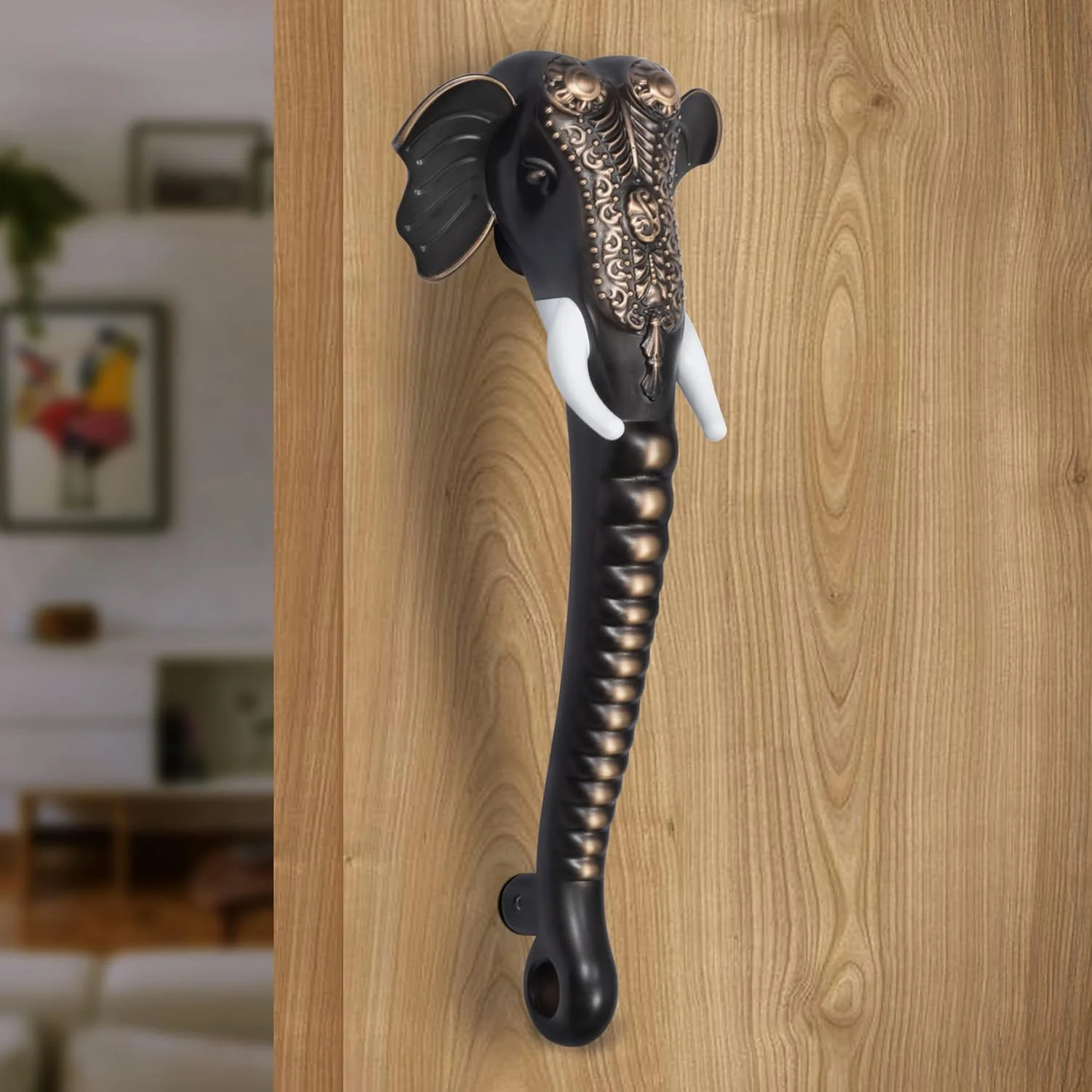 دستگیره در طرح فیل Plantex با دوام و سنگین برای درب اصلی - 11 اینچ - بسته 1 عددی (مسی عتیقه)