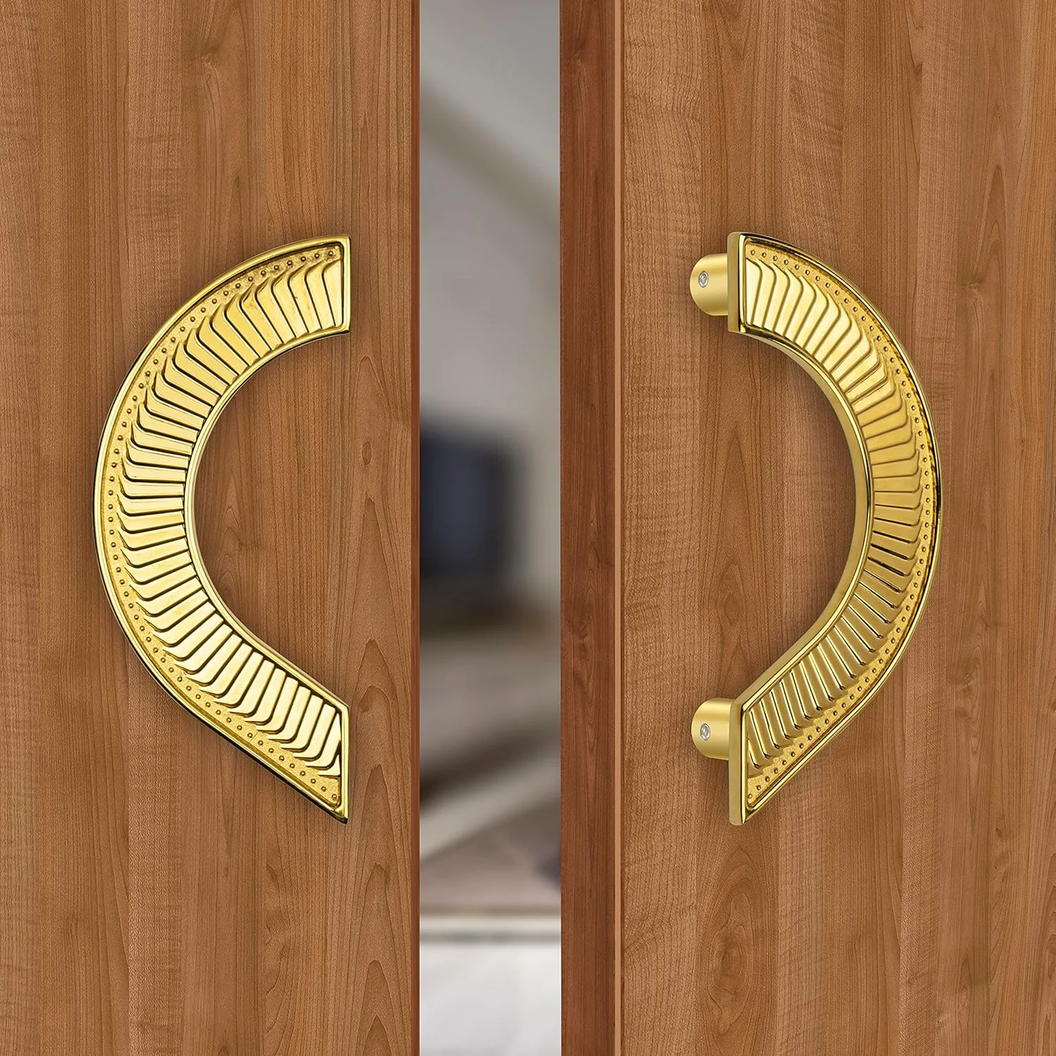 دستگیره گرد ممتاز Plantex سایز 8 اینچ برای درب اصلی و دستگیره فشاری-کششی برای درب شیشه ای/ منزل/ هتل/ سخت افزار درب اداری برای درب های تک و دوقلو (321، طلایی)