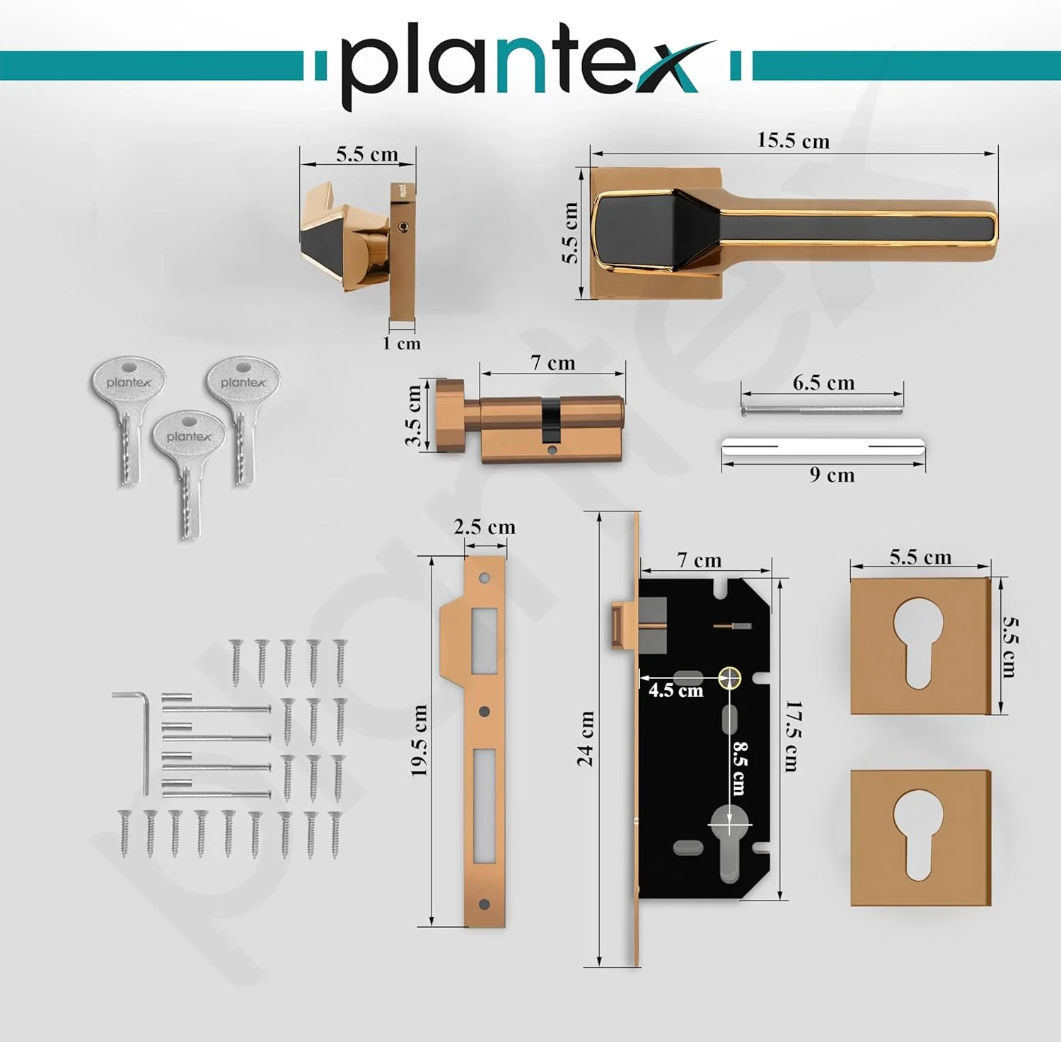 قفل درب برنجی و روی با کیفیت Plantex / قفل اصلی درب منزل / قفل های توکار برای منزل (PT-008- رزگلد و مشکی) قفل درب برنجی و روی با کیفیت Plantex / قفل اصلی درب منزل / قفل های توکار برای منزل (PT-008- رزگلد و مشکی)