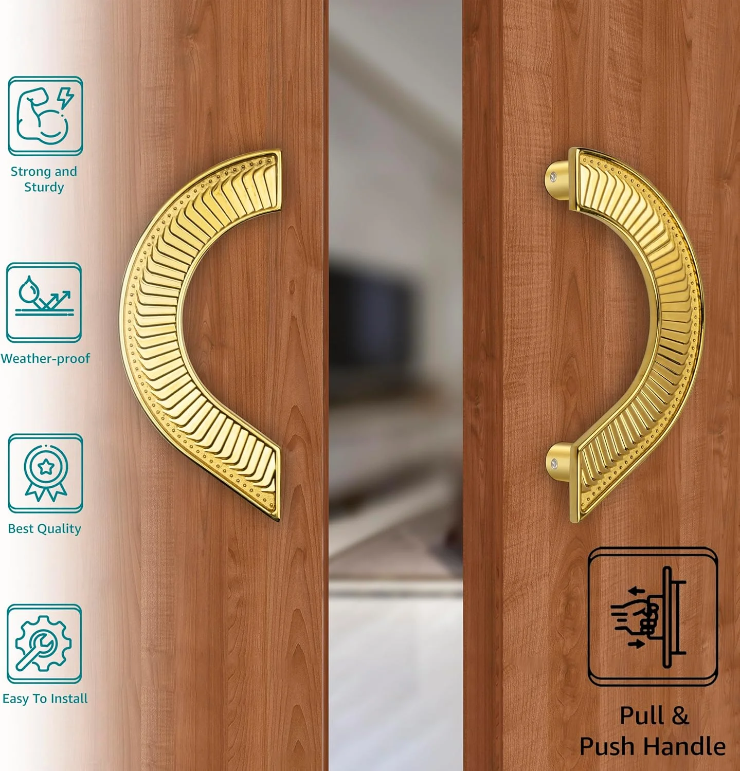 دستگیره گرد ممتاز Plantex سایز 8 اینچ برای درب اصلی و دستگیره فشاری-کششی برای درب شیشه ای/ منزل/ هتل/ سخت افزار درب اداری برای درب های تک و دوقلو (321، طلایی) دستگیره گرد ممتاز Plantex سایز 8 اینچ برای درب اصلی و دستگیره فشاری-کششی برای درب شیشه ای/ منزل/ هتل/ سخت افزار درب اداری برای درب های تک و دوقلو (321، طلایی)