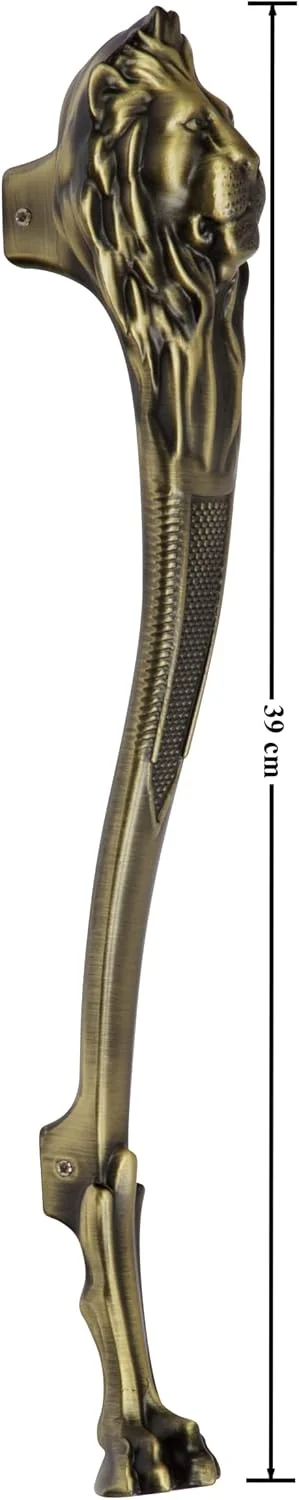 دستگیره درب شیر نشان Plantex Singham 15 اینچی برای درب اصلی (283-برنجی عتیقه غنی) دستگیره درب شیر نشان Plantex Singham 15 اینچی برای درب اصلی (283-برنجی عتیقه غنی)