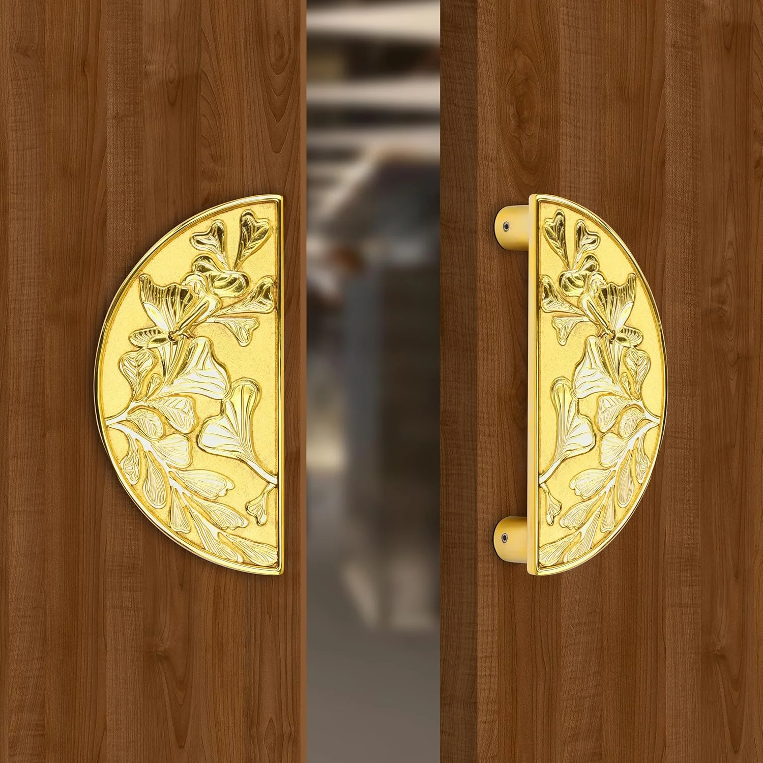 دستگیره درب گرد آلومینیومی پلنتکس / دستگیره کششی درب ورودی - 8 اینچ (روکش طلایی)