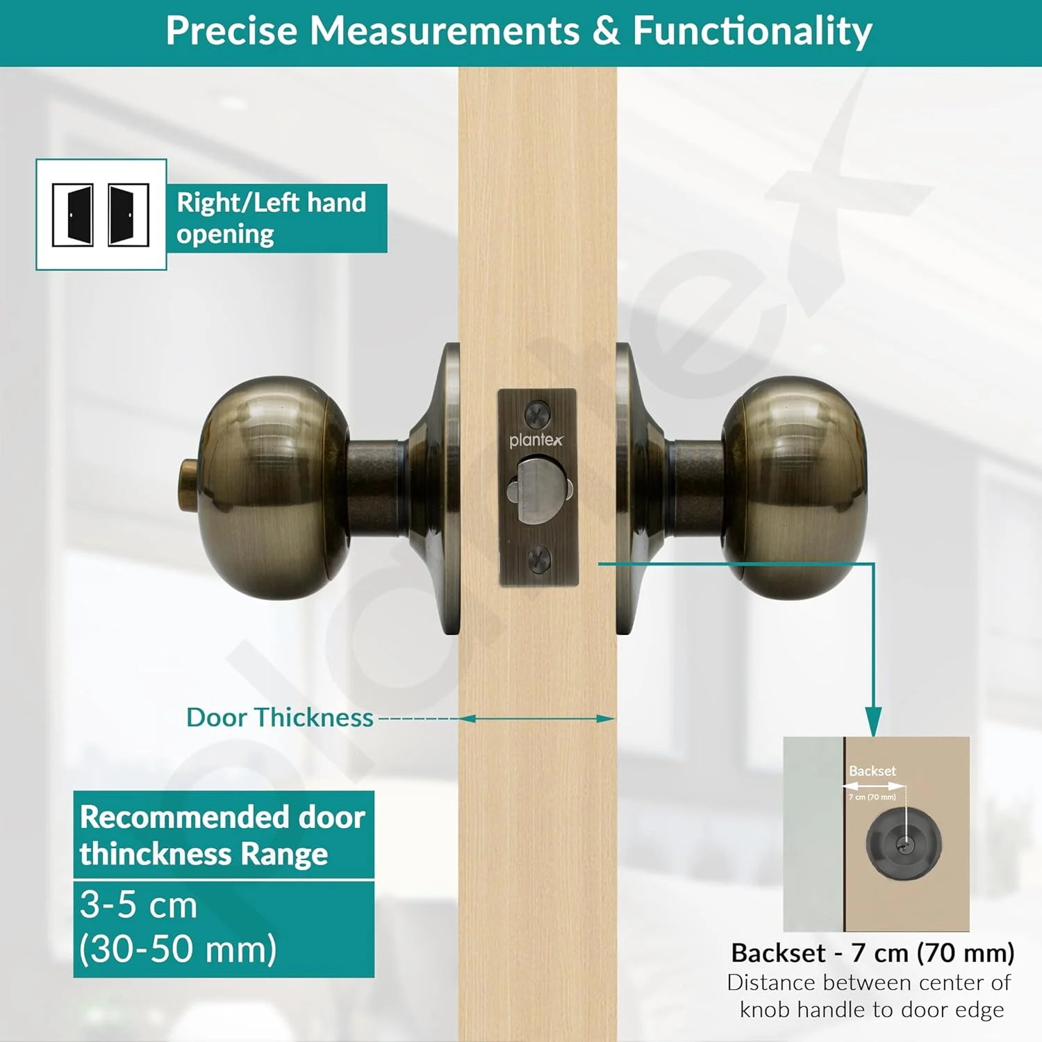 قفل درب سرویس بهداشتی Plantex / قفل استوانهای بدون کلید برای سرویس بهداشتی / بالکن / دستگیره درب لولهای (بدون کلید - برنجی آنتیک) قفل درب سرویس بهداشتی Plantex / قفل استوانهای بدون کلید برای سرویس بهداشتی / بالکن / دستگیره درب لولهای (بدون کلید - برنجی آنتیک)