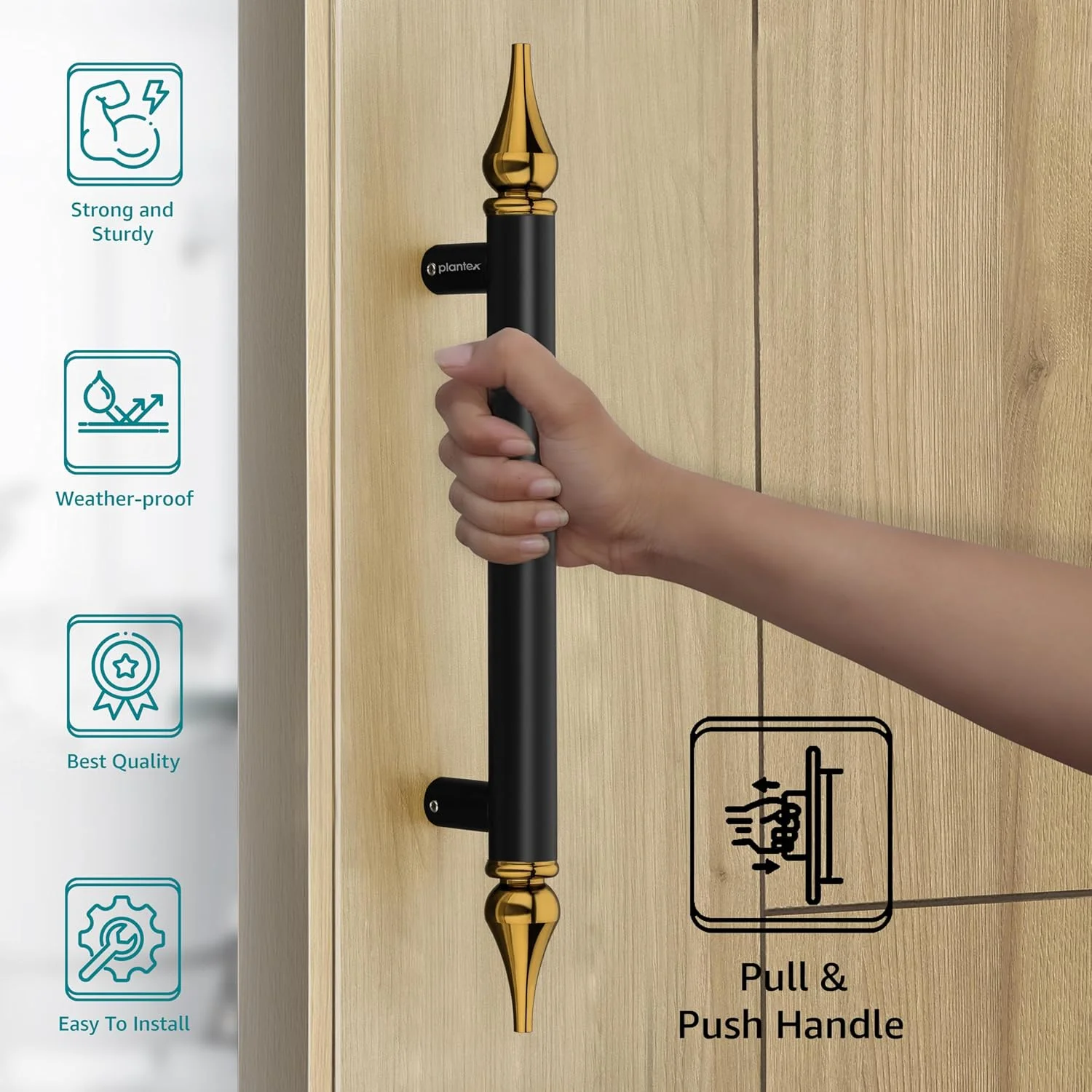 دستگیره درب اصلی پلنتکس 35 سانتی متری - بسته 1 عددی (APS-117، مشکی و طلایی) دستگیره درب اصلی پلنتکس 35 سانتی متری - بسته 1 عددی (APS-117، مشکی و طلایی)