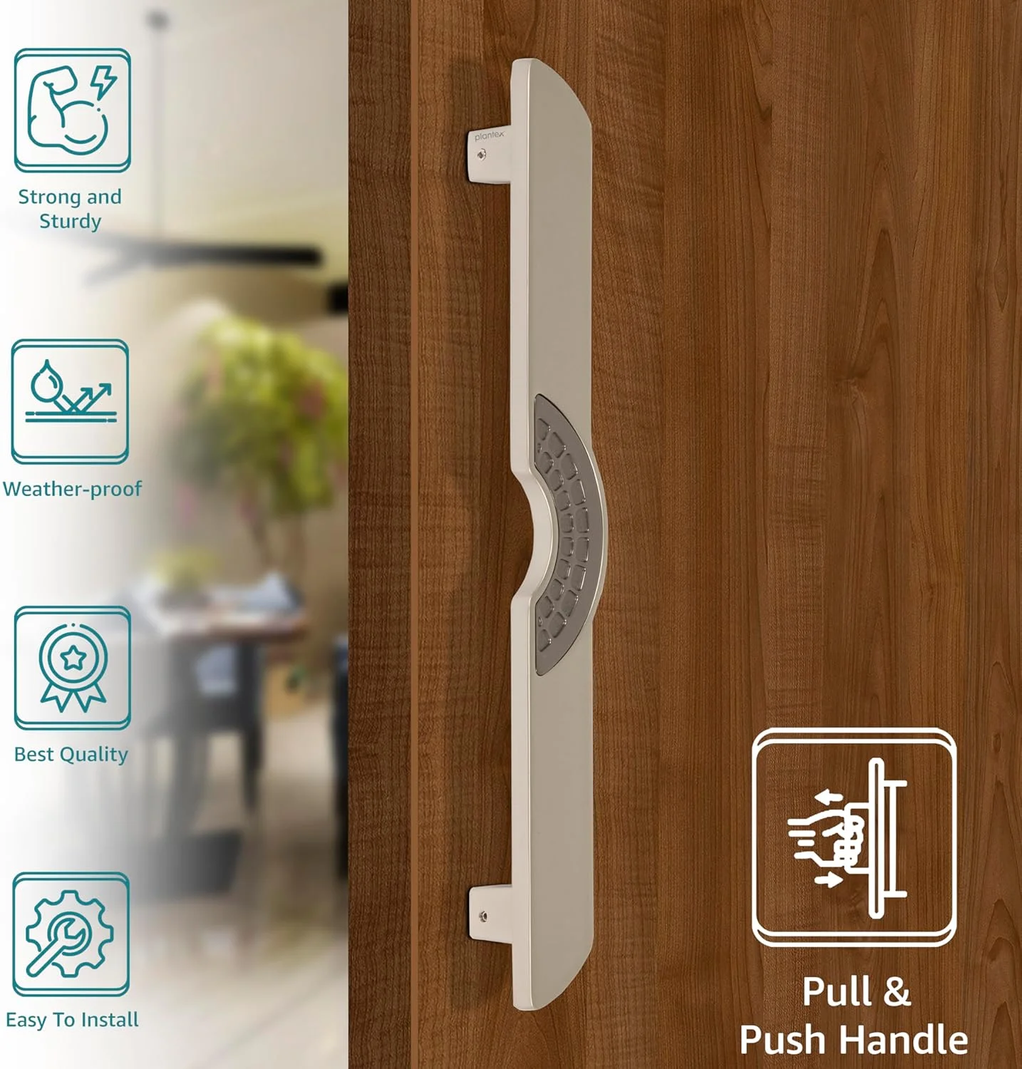 دستگیره درب پلنتکس / دکوراسیون درب و منزل / دستگیره اصلی درب 15 اینچی / دستگیره کششی فشاری درب - بسته 1 عددی (316، ساتن و خاکستری) دستگیره درب پلنتکس / دکوراسیون درب و منزل / دستگیره اصلی درب 15 اینچی / دستگیره کششی فشاری درب - بسته 1 عددی (316، ساتن و خاکستری)