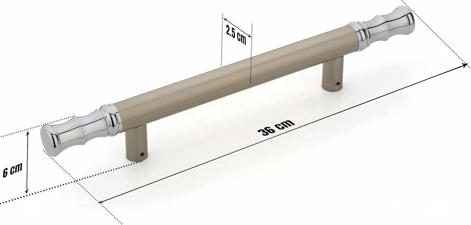 دستگیره استیل ضد زنگ Plantex، مناسب برای درب اصلی/درب چوبی شیشه ای/دستگیره کششی-فشاری، بسته 1 عددی (سفید ساتن و روکش کروم، 35 سانتیمتر)