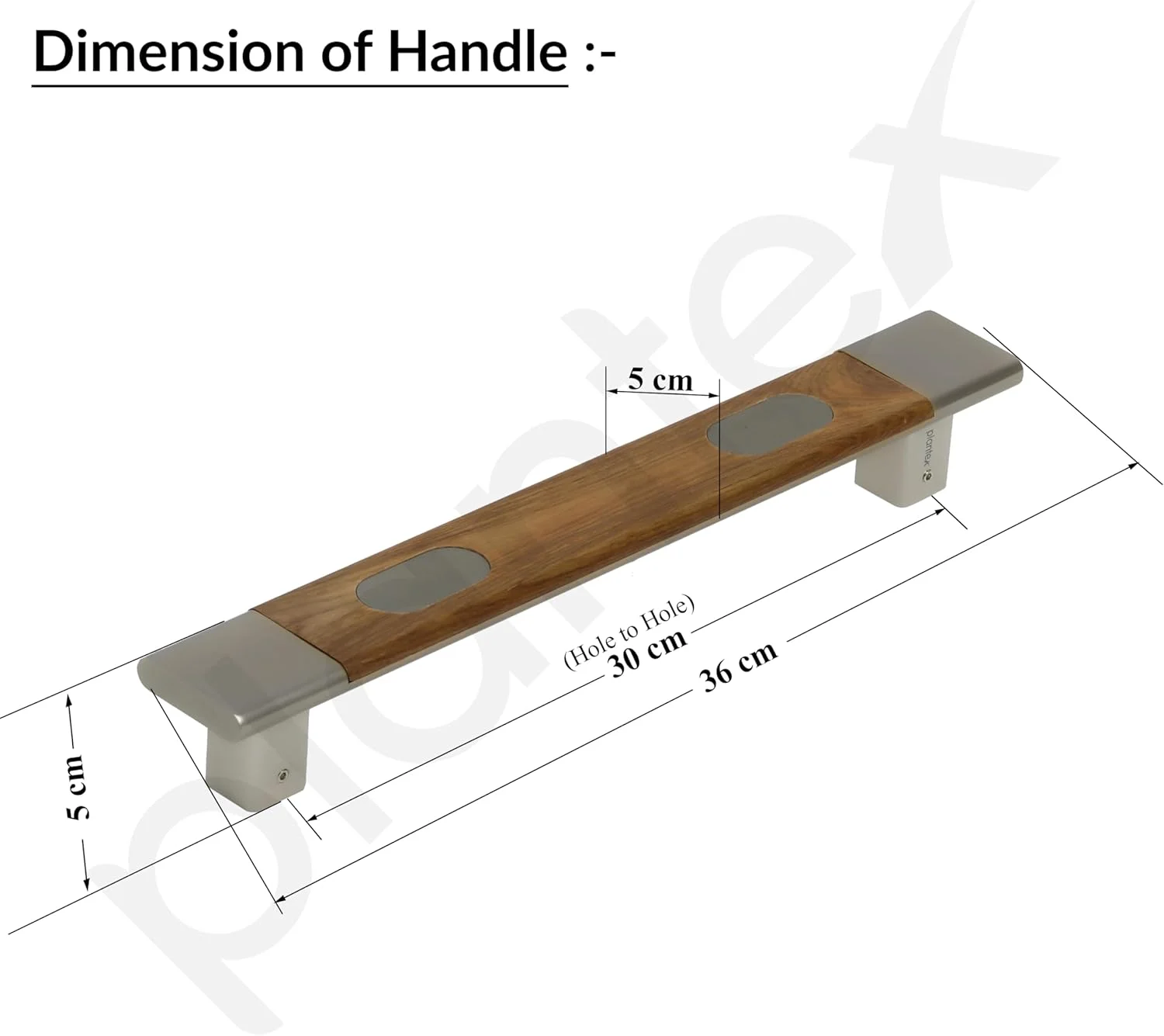 دستگیره درب ورودی پلنتکس مدل Heavy Duty / دستگیره درب 35 سانتی متری برای درب ورودی / دستگیره فشاری کششی برای درب شیشه ای / چوبی با روکش ساتن و چوب - بسته 1 عددی