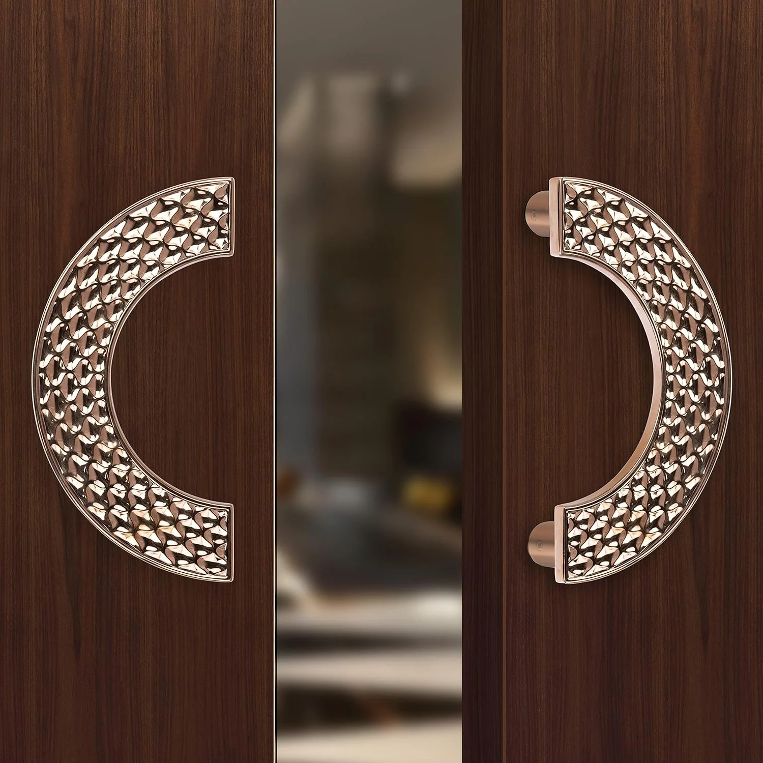 دستگیره درب گرد ممتاز پلنتکس، مناسب برای درب اصلی - 8 اینچ (رنگ رزگلد)