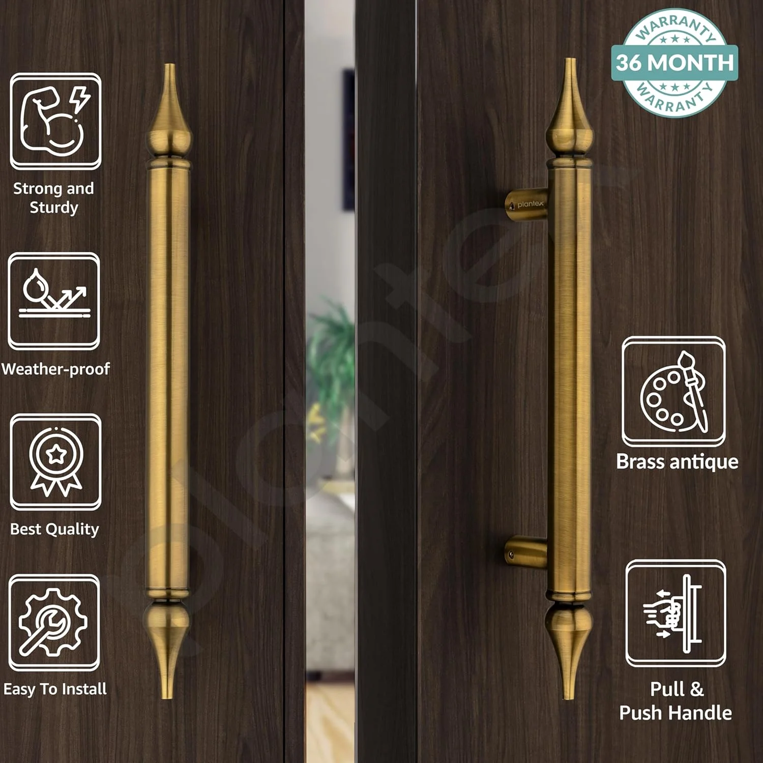 دستگیره درب سنگین پلانتکس / دستگیره اصلی درب 14 اینچی / دستگیره کششی-فشاری / دکوراسیون درب و منزل - بسته 2 عددی (برنجی عتیقه) دستگیره درب سنگین پلانتکس / دستگیره اصلی درب 14 اینچی / دستگیره کششی-فشاری / دکوراسیون درب و منزل - بسته 2 عددی (برنجی عتیقه)