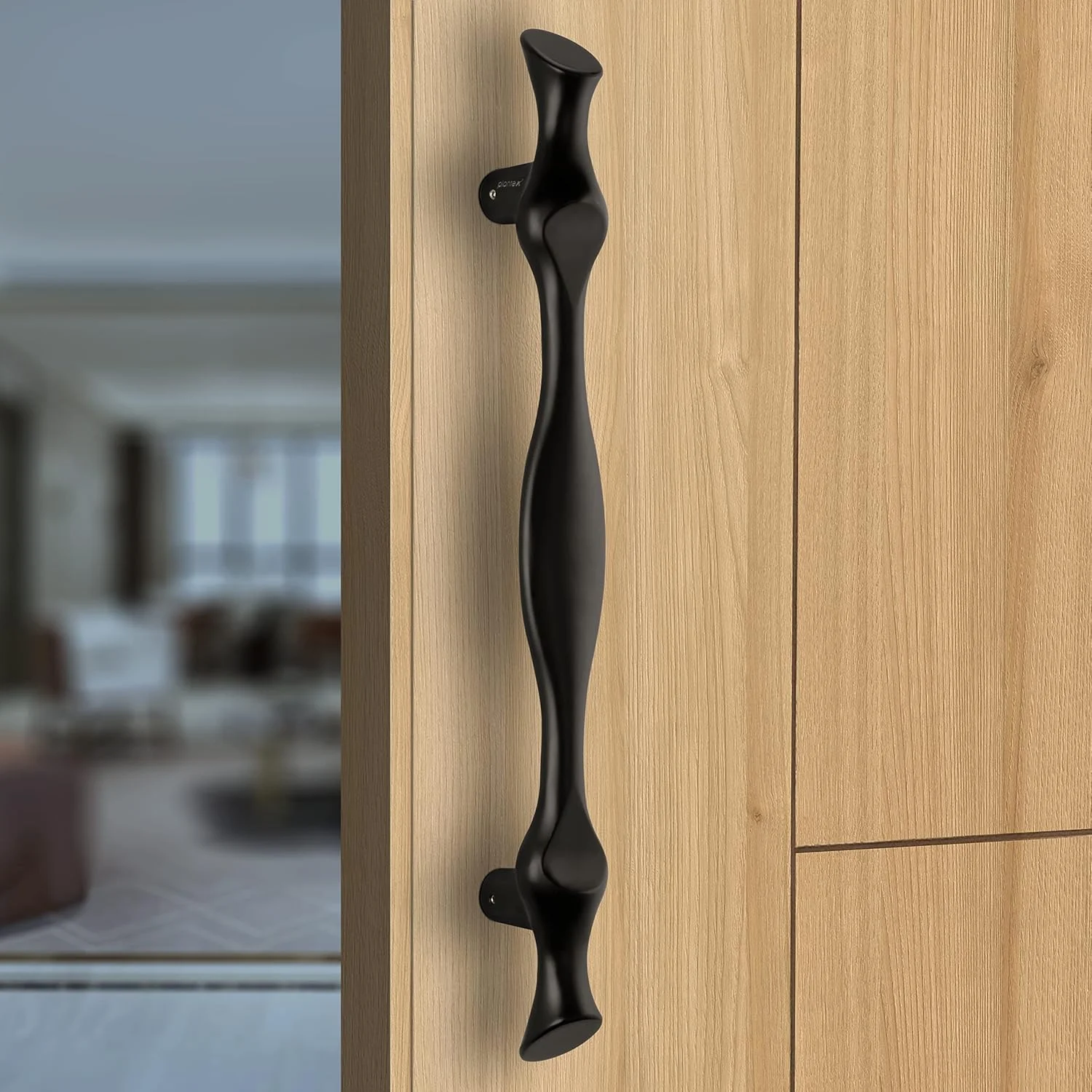 دستگیره درب پلاکسی ممتاز 17 اینچی برای درب اصلی و دستگیره کششی-فشاری برای درب چوبی و شیشه ای / خانه / هتل / سخت افزار درب اداری - بسته 1 عددی (308 مشکی صاف)