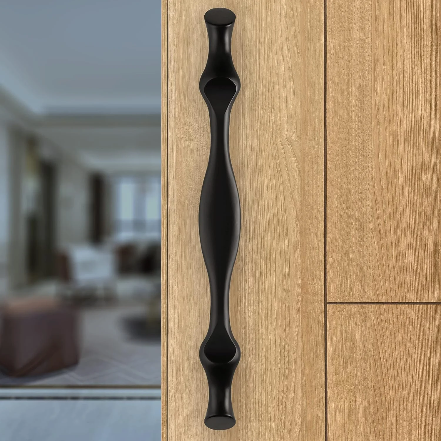 دستگیره درب پلاکسی ممتاز 17 اینچی برای درب اصلی و دستگیره کششی-فشاری برای درب چوبی و شیشه ای / خانه / هتل / سخت افزار درب اداری - بسته 1 عددی (308 مشکی صاف)