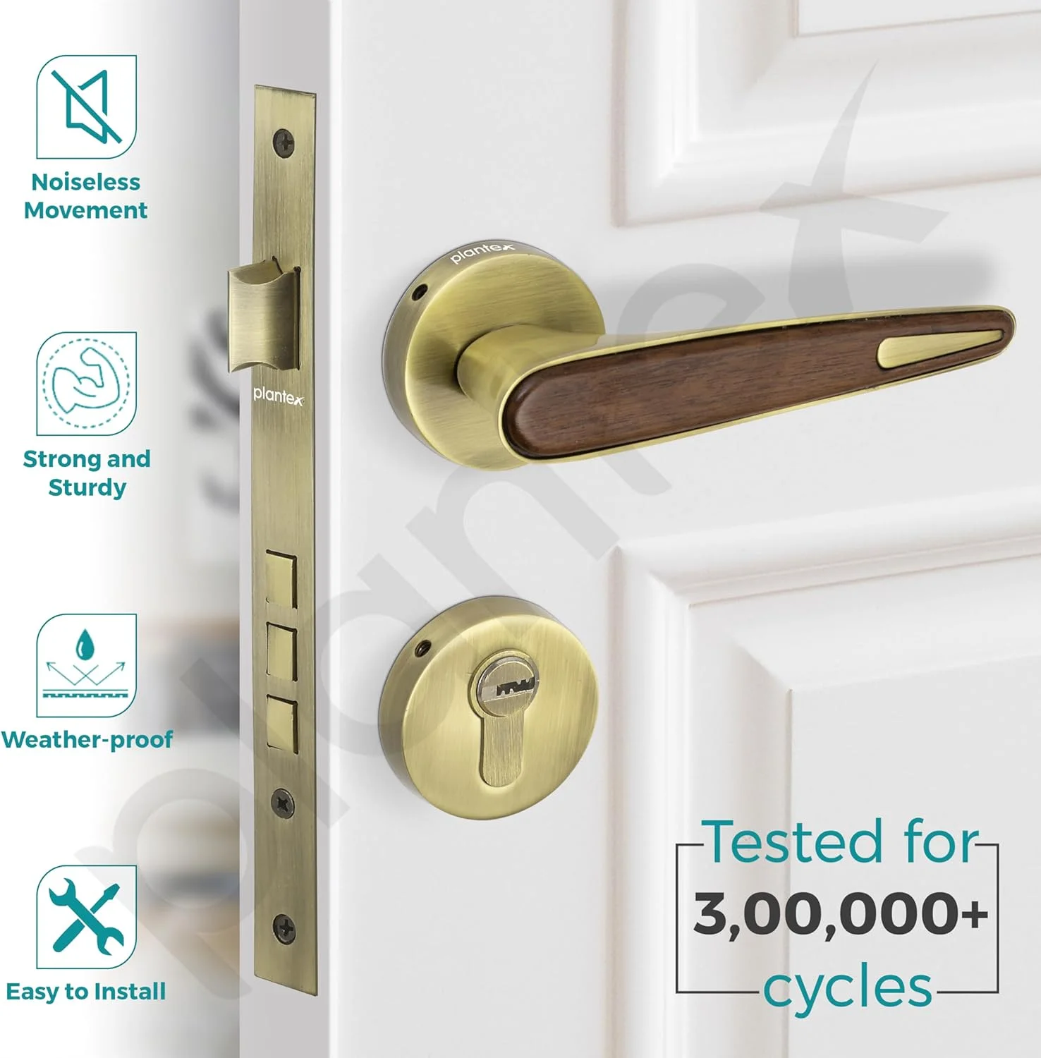 قفل درب سنگین پلنتکس / قفل توکار درب اصلی / دستگیره مناسب منزل / محل کار - لوازم جانبی درب (برنجی عتیقه و طرح چوب) قفل درب سنگین پلنتکس / قفل توکار درب اصلی / دستگیره مناسب منزل / محل کار - لوازم جانبی درب (برنجی عتیقه و طرح چوب)