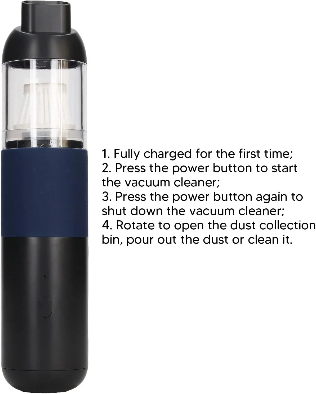 جاروبرقی دستی شارژی، تمیز کننده چند منظوره با مکش قوی و عمر باتری 30 دقیقه ای به همراه چراغ های LED برای مصارف صنعتی (مشکی و آبی)