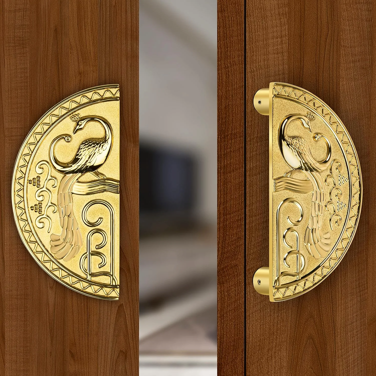 دستگیره گرد 8 اینچی پلنتکس پریمیوم برای درب اصلی و دستگیره فشاری-کششی برای درب شیشه ای/ خانه/ هتل/ سخت افزار درب اداری برای درب های تک و دوتایی (323، طلایی)