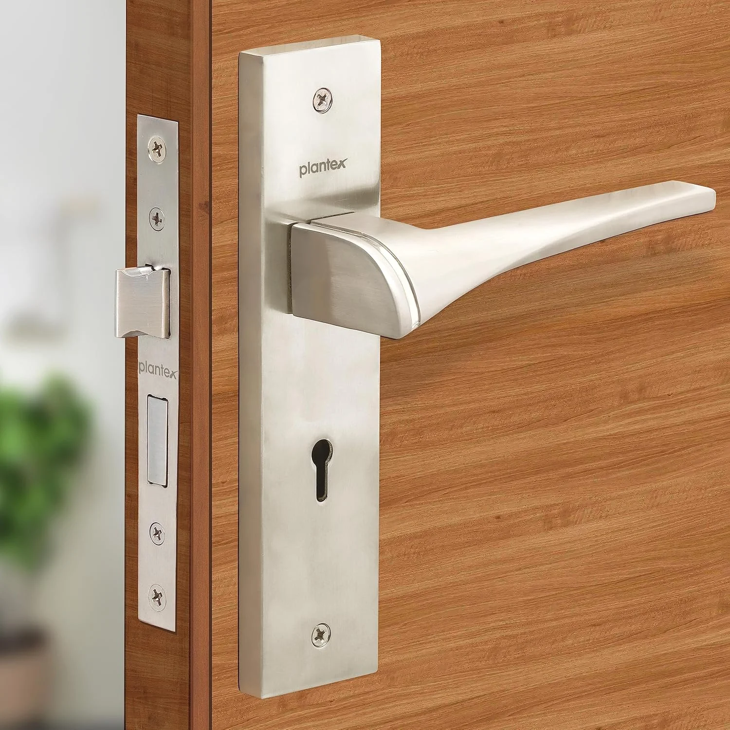 قفل درب زبانه ای 8 اینچی Plantex برنجی با 3 کلید / قفل درب زبانه ای برای درب (8118-مات)