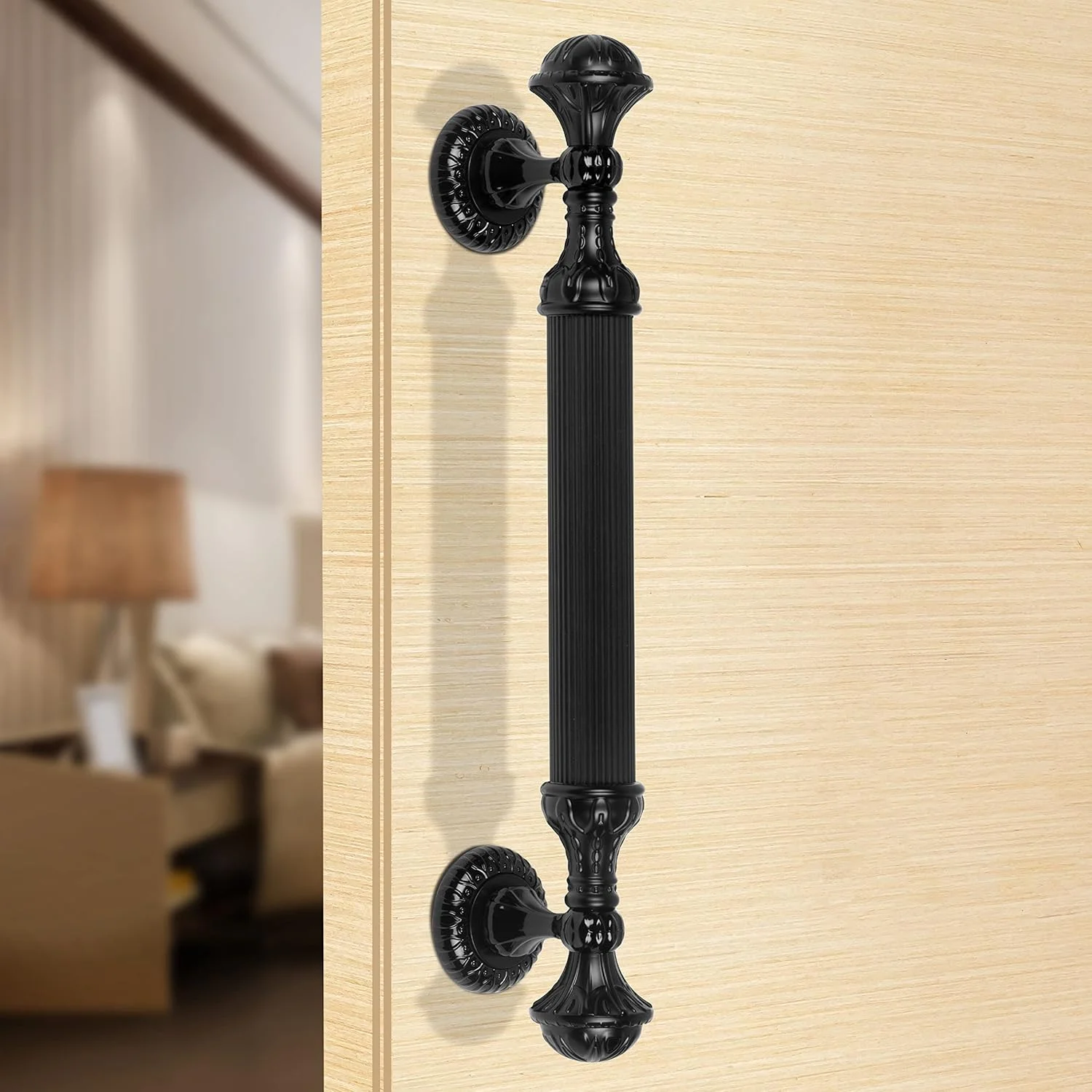 دستگیره درب سنگین پلنتکس / دستگیره اصلی درب 15 اینچی / دکوراسیون درب و منزل / دستگیره کششی - بسته 1 عددی (پرداخت مشکی 320)