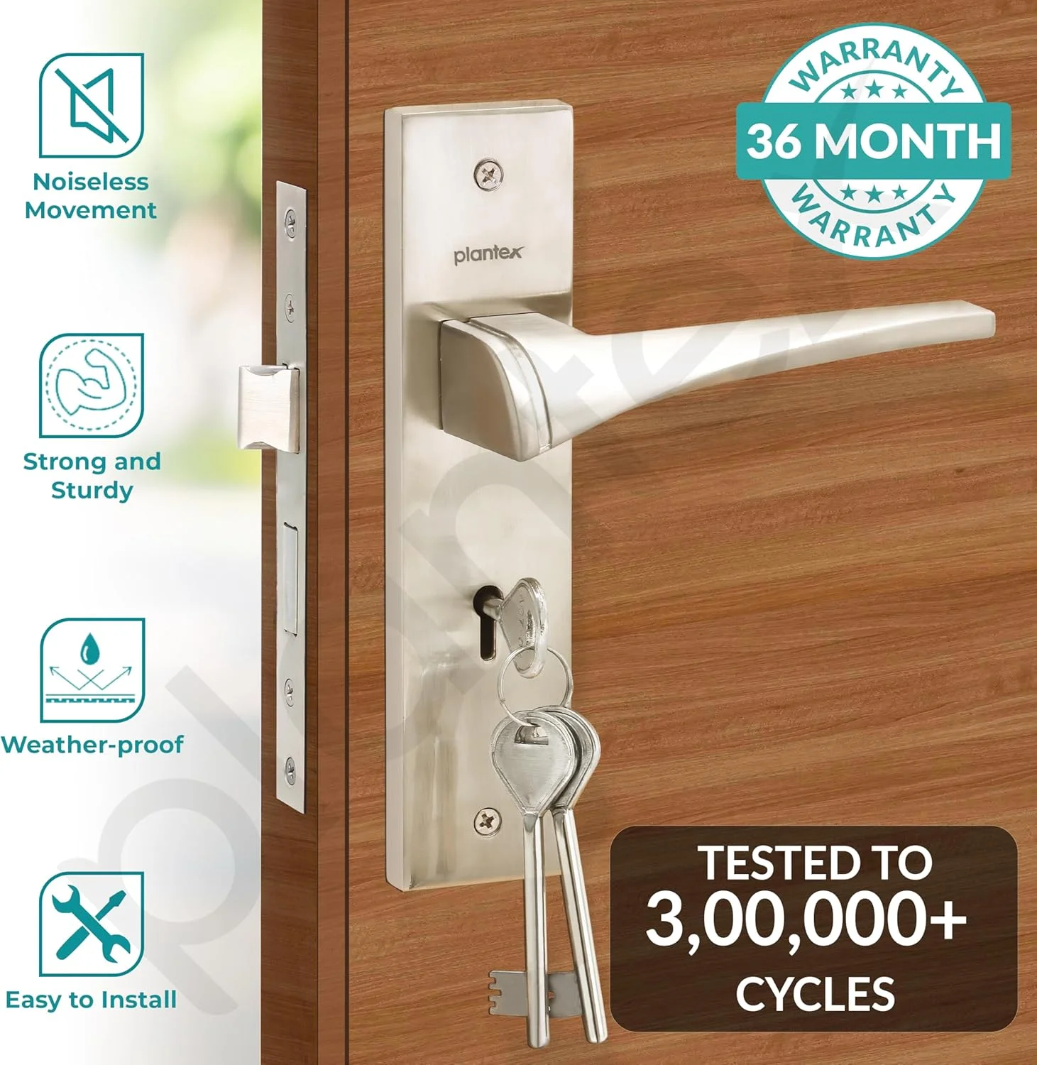 قفل درب زبانه ای 8 اینچی Plantex برنجی با 3 کلید / قفل درب زبانه ای برای درب (8118-مات) قفل درب زبانه ای 8 اینچی Plantex برنجی با 3 کلید / قفل درب زبانه ای برای درب (8118-مات)