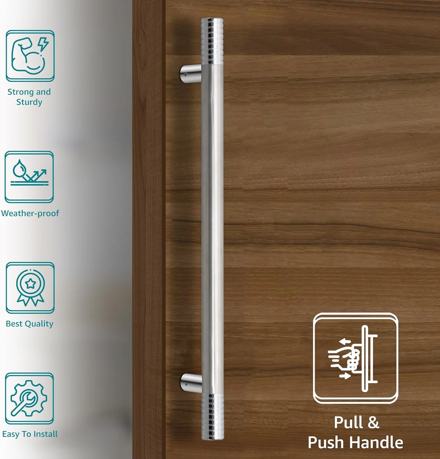 دستگیره درب سنگین پلنتکس / دکوراسیون درب و منزل / دستگیره اصلی درب 60 سانتی متری / دستگیره کششی-فشاری درب - بسته 1 عددی (APS-231- ساتن)