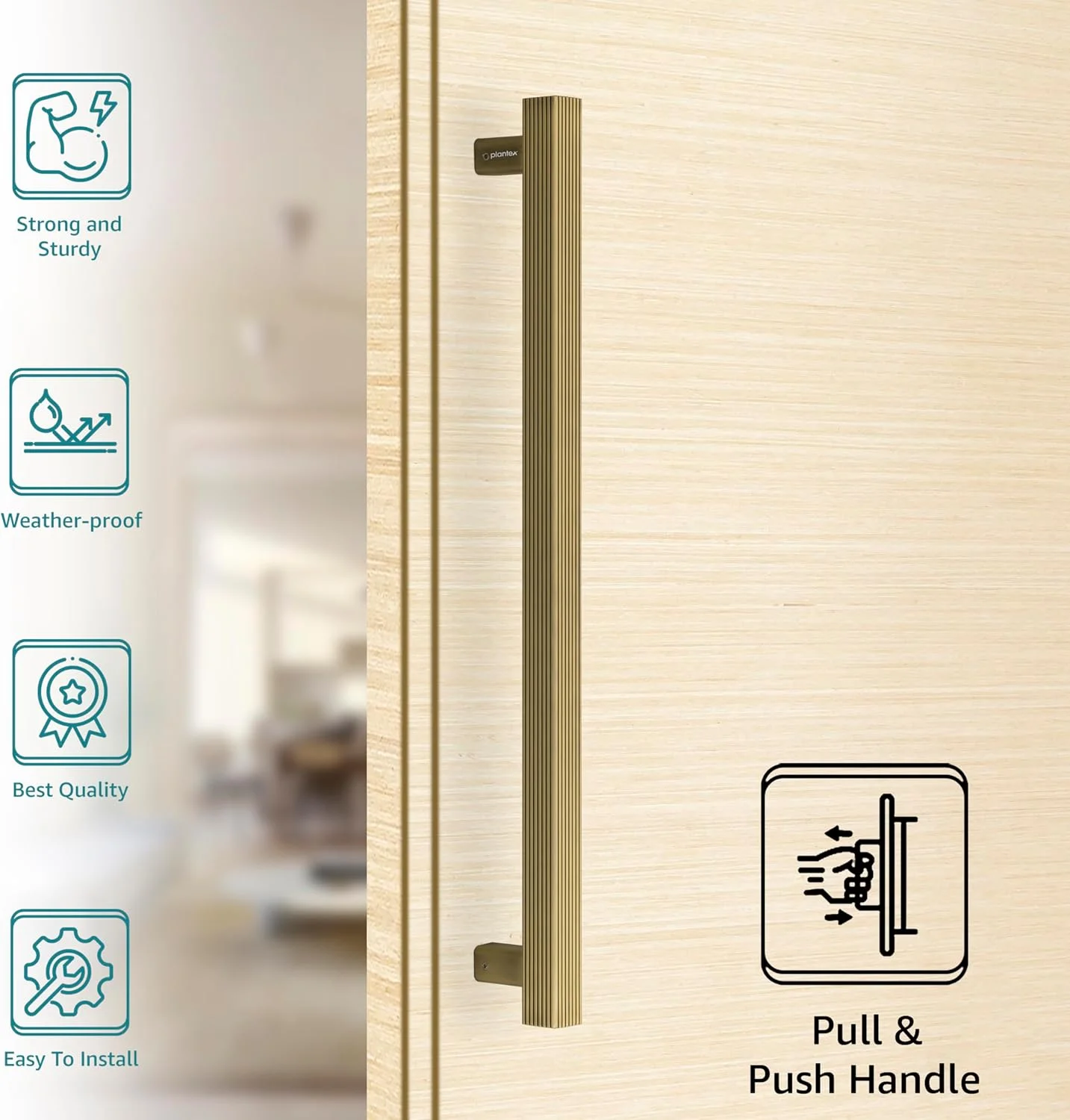 دستگیره درب سنگین پلنتکس / دکوراسیون درب و منزل / دستگیره اصلی درب 45 سانتی متری / دستگیره کششی-فشاری درب - بسته 1 عددی (برنجی عتیقه) دستگیره درب سنگین پلنتکس / دکوراسیون درب و منزل / دستگیره اصلی درب 45 سانتی متری / دستگیره کششی-فشاری درب - بسته 1 عددی (برنجی عتیقه)