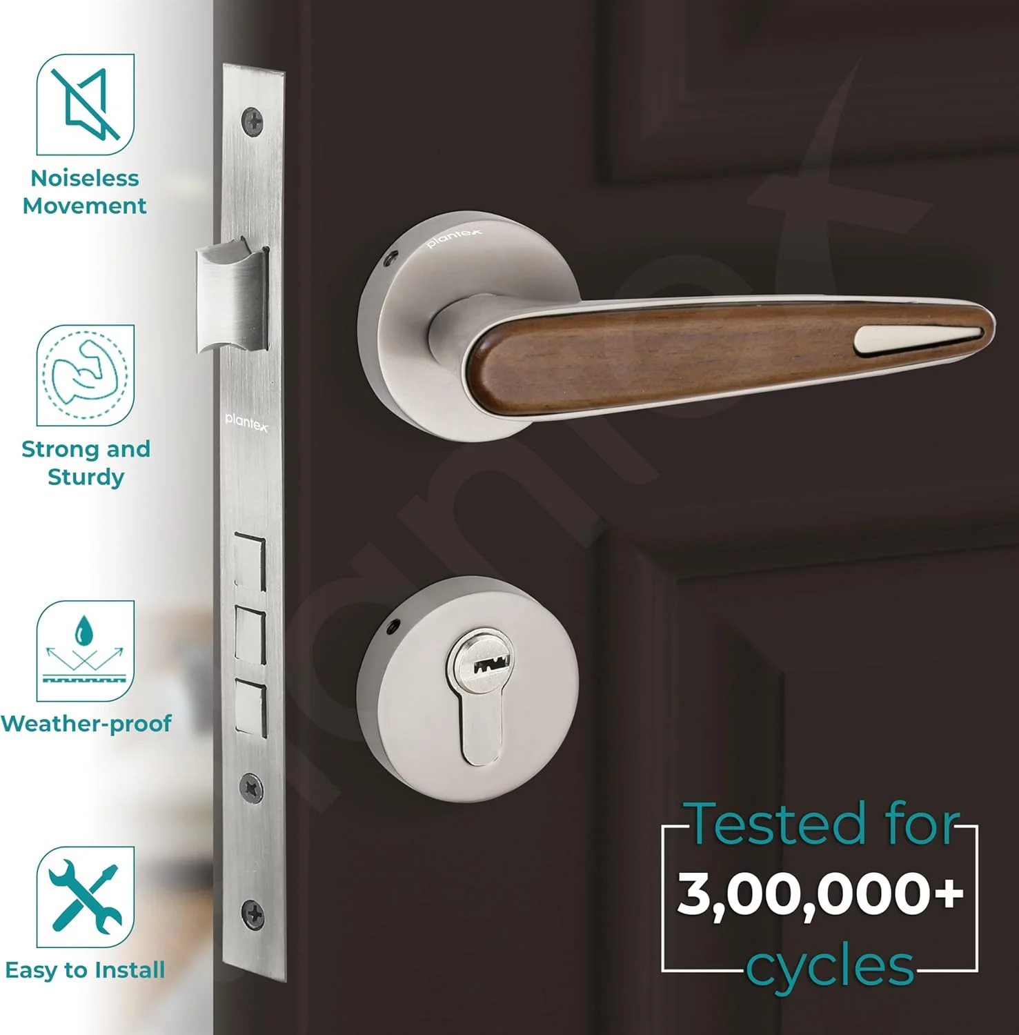 قفل درب سنگین پلنتکس / قفل زبانه درب اصلی / دستگیره مناسب منزل / محل کار - لوازم جانبی درب (ساتن و طرح چوب) قفل درب سنگین پلنتکس / قفل زبانه درب اصلی / دستگیره مناسب منزل / محل کار - لوازم جانبی درب (ساتن و طرح چوب)