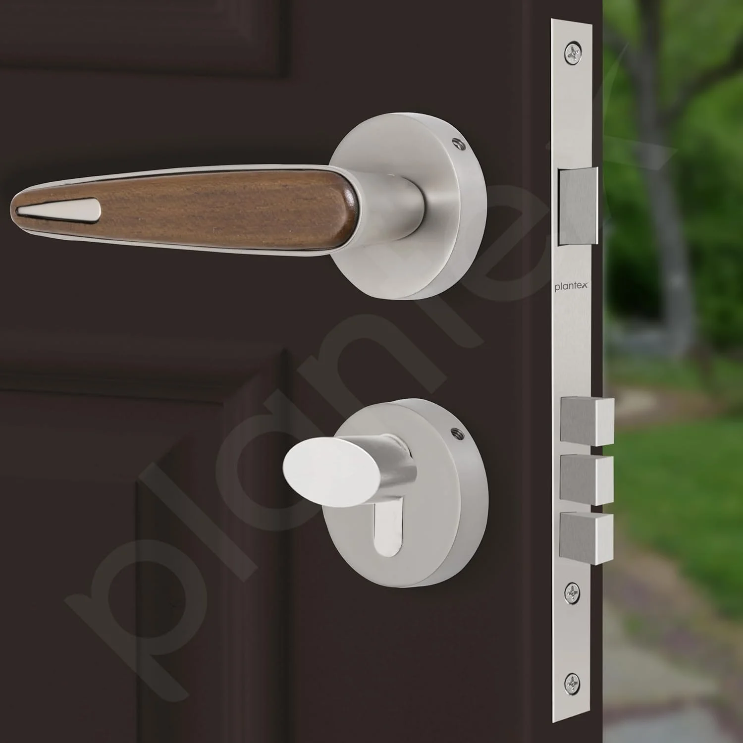 قفل درب سنگین پلنتکس / قفل زبانه درب اصلی / دستگیره مناسب منزل / محل کار - لوازم جانبی درب (ساتن و طرح چوب) قفل درب سنگین پلنتکس / قفل زبانه درب اصلی / دستگیره مناسب منزل / محل کار - لوازم جانبی درب (ساتن و طرح چوب)