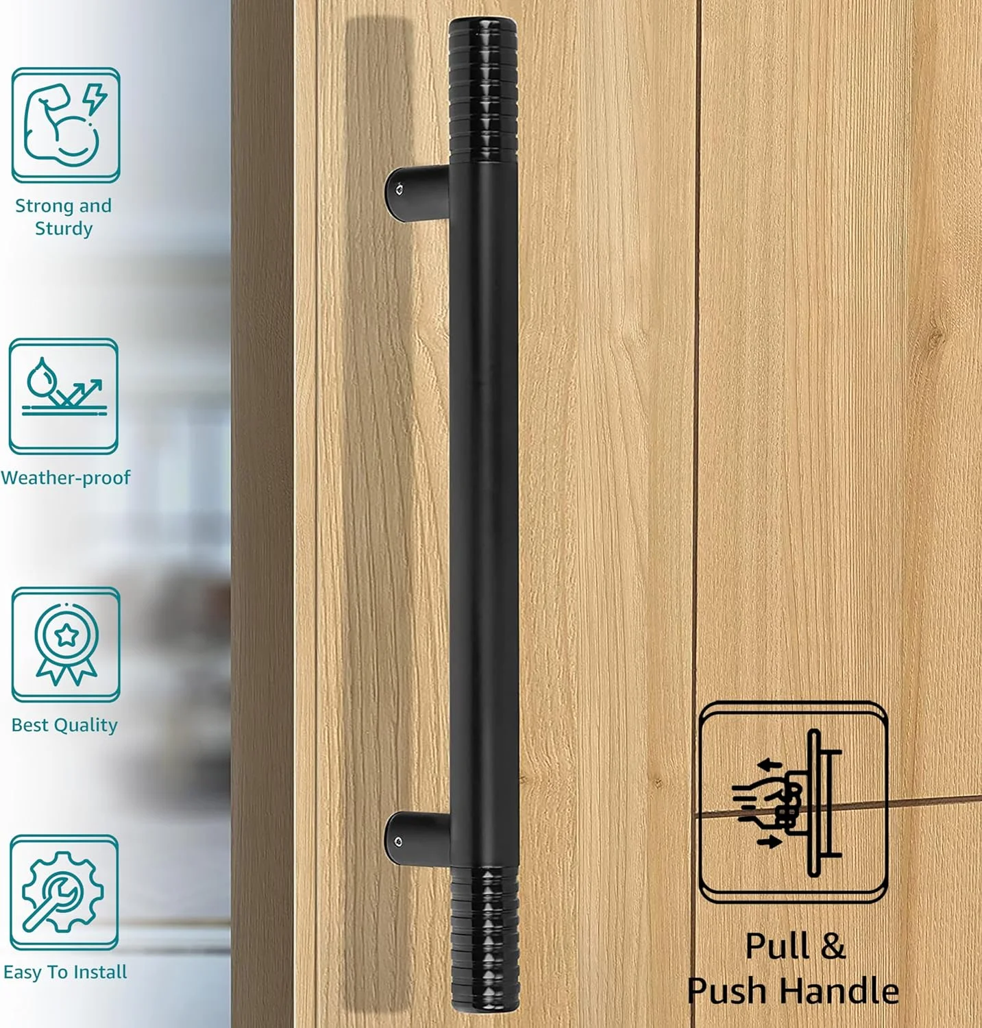 دستگیره فشاری کششی درب Plantex از جنس استیل ضد زنگ و آلومینیوم برای درب اصلی - 12 اینچ (مشکی) دستگیره فشاری کششی درب Plantex از جنس استیل ضد زنگ و آلومینیوم برای درب اصلی - 12 اینچ (مشکی)