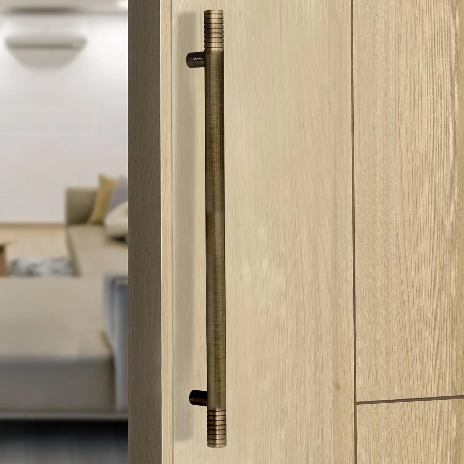 دستگیره درب سنگین پلنتکس / دکوراسیون درب و منزل / دستگیره اصلی درب 73 سانتی متری / دستگیره کششی-فشاری درب - بسته 1 عددی (APS-231- برنجی عتیقه)