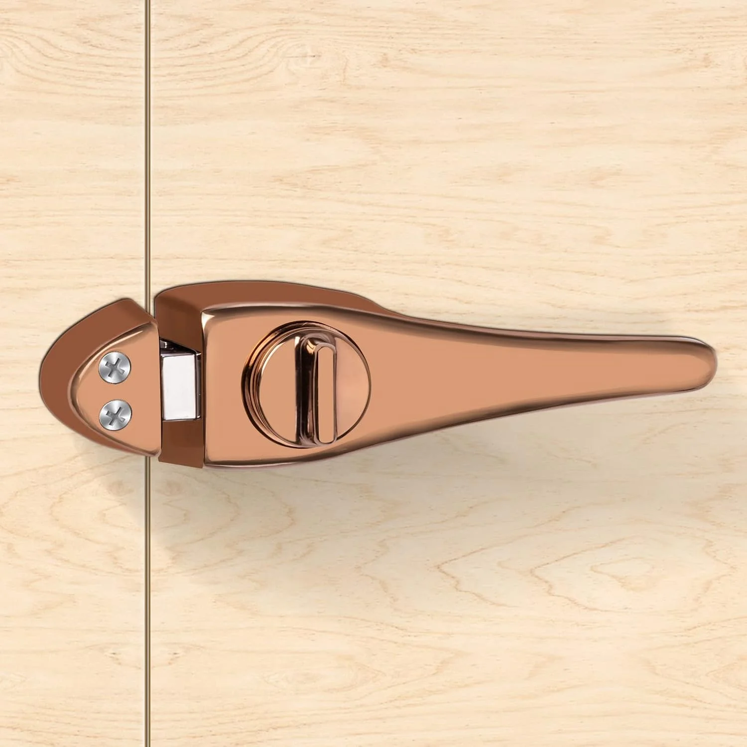 قفل زبانه نوآورانه پلنتکس با دستگیره درب برای حمام/اتاق خواب/بالکن/انباری/درب های اداری - لوازم جانبی حمام (رزگلد) - بسته 1 عددی