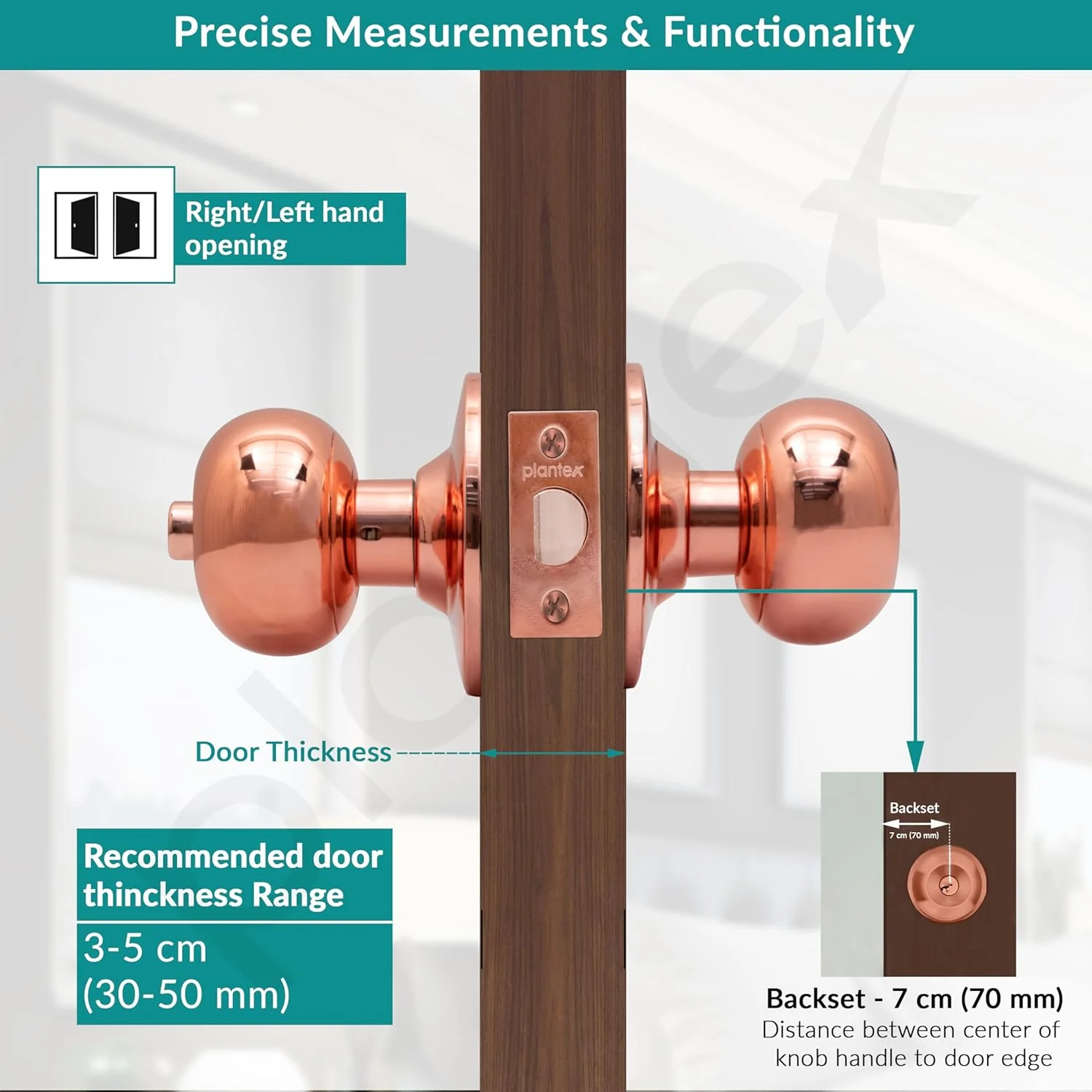 قفل درب سرویس بهداشتی پلنتکس / قفل استوانهای بدون کلید برای حمام/بالکن/دستگیره درب لولهای - بسته 1 عددی (رزگلد) قفل درب سرویس بهداشتی پلنتکس / قفل استوانهای بدون کلید برای حمام/بالکن/دستگیره درب لولهای - بسته 1 عددی (رزگلد)