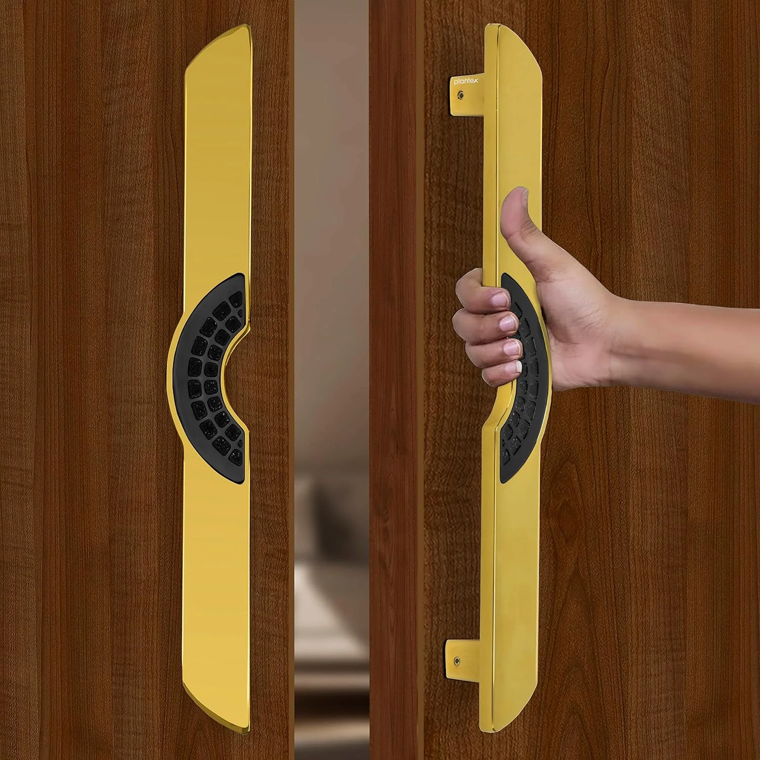 دستگیره درب پلنتکس / دکوراسیون درب و منزل / دستگیره اصلی درب 15 اینچی / دستگیره کششی فشاری درب - بسته 1 عددی (316، روکش طلایی و مشکی) دستگیره درب پلنتکس / دکوراسیون درب و منزل / دستگیره اصلی درب 15 اینچی / دستگیره کششی فشاری درب - بسته 1 عددی (316، روکش طلایی و مشکی)