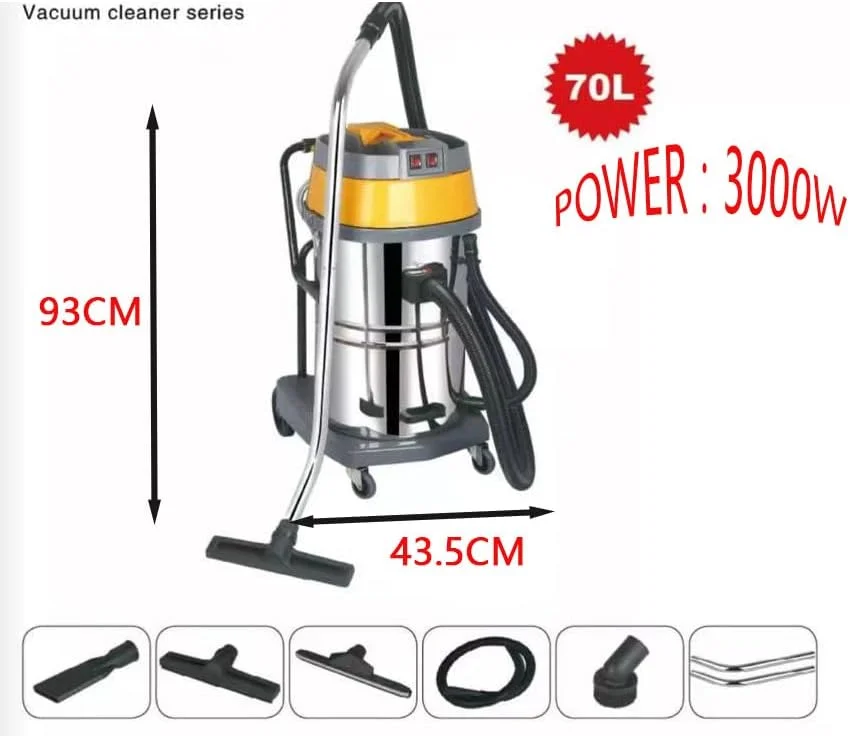 جاروبرقی آب و خاک سانرایز، 70 لیتری، 3000 وات، قدرت مکش قوی، مناسب برای مصارف خانگی/صنعتی، خودرو، کارگاه، گاراژ، زیرزمین، ون، نظافت منزل (70 لیتر، 3000 وات)