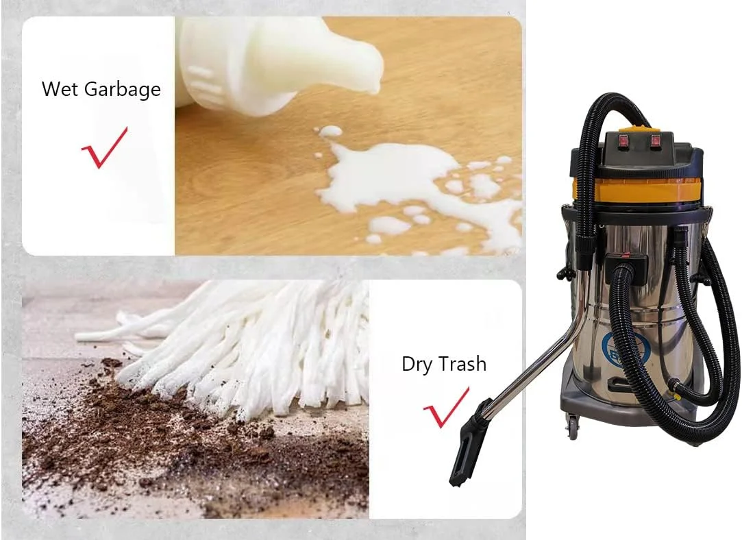 جاروبرقی آب و خاک سانرایز، 70 لیتری، 3000 وات، قدرت مکش قوی، مناسب برای مصارف خانگی/صنعتی، خودرو، کارگاه، گاراژ، زیرزمین، ون، نظافت منزل (70 لیتر، 3000 وات)