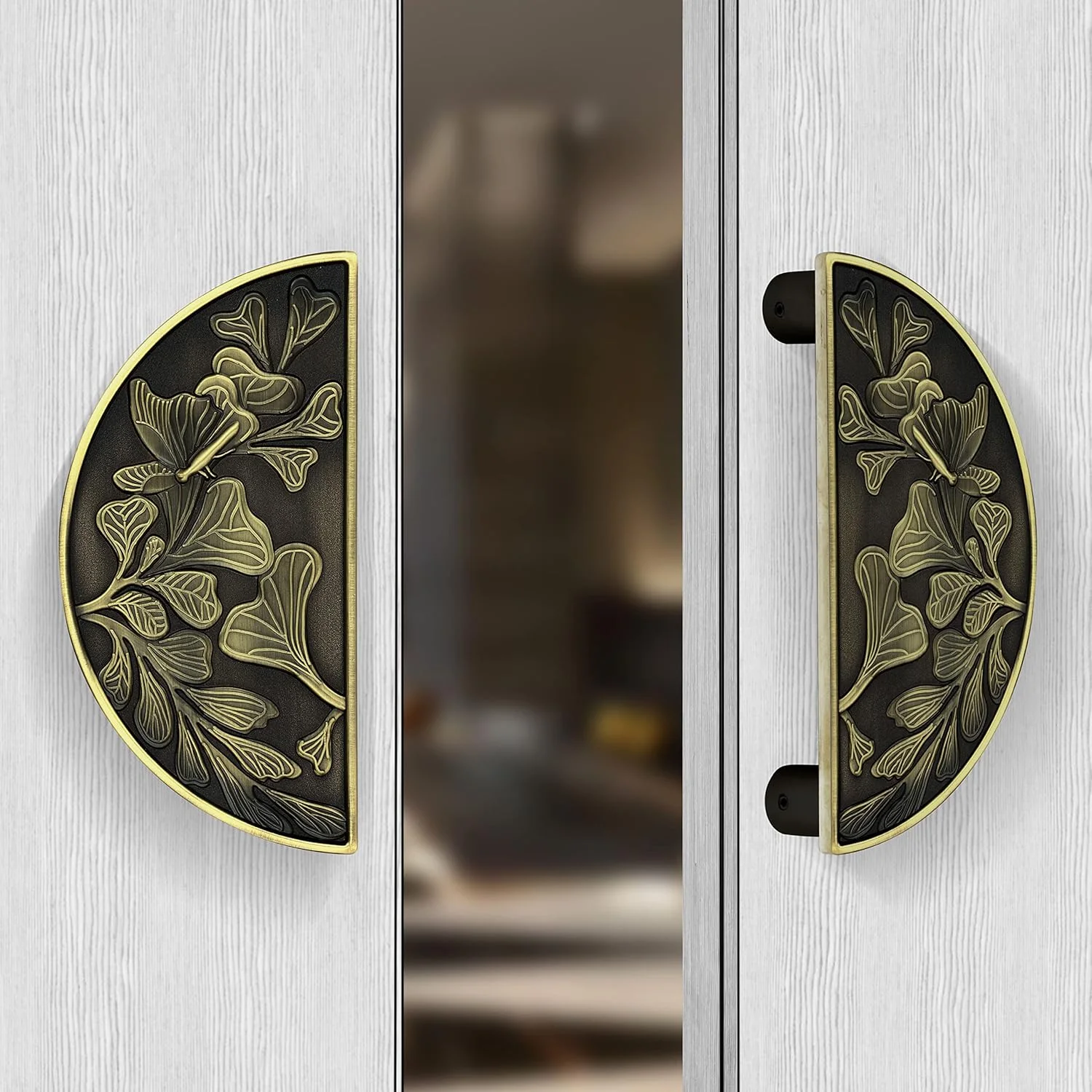 دستگیره درب گرد آلومینیومی Plantex، مناسب برای درب اصلی - 8 اینچ (رنگ برنجی عتیقه)