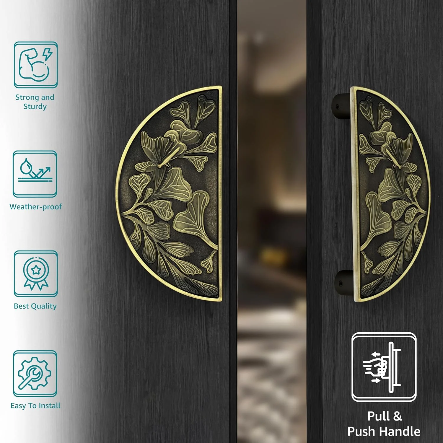 دستگیره درب گرد آلومینیومی Plantex، مناسب برای درب اصلی - 8 اینچ (رنگ برنجی عتیقه) دستگیره درب گرد آلومینیومی Plantex، مناسب برای درب اصلی - 8 اینچ (رنگ برنجی عتیقه)