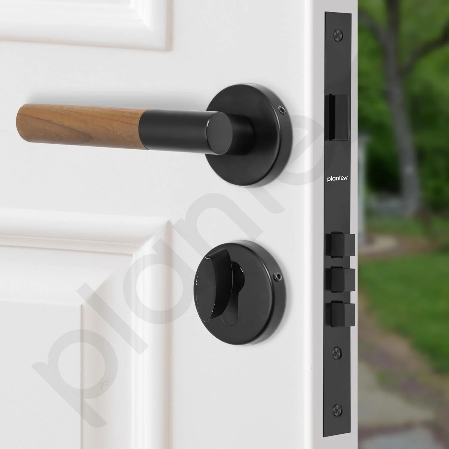 قفل درب سنگین پلنتکس / قفل زبانه درب اصلی / دستگیره مناسب منزل / محل کار - لوازم جانبی درب (مشکی و طرح چوب) قفل درب سنگین پلنتکس / قفل زبانه درب اصلی / دستگیره مناسب منزل / محل کار - لوازم جانبی درب (مشکی و طرح چوب)