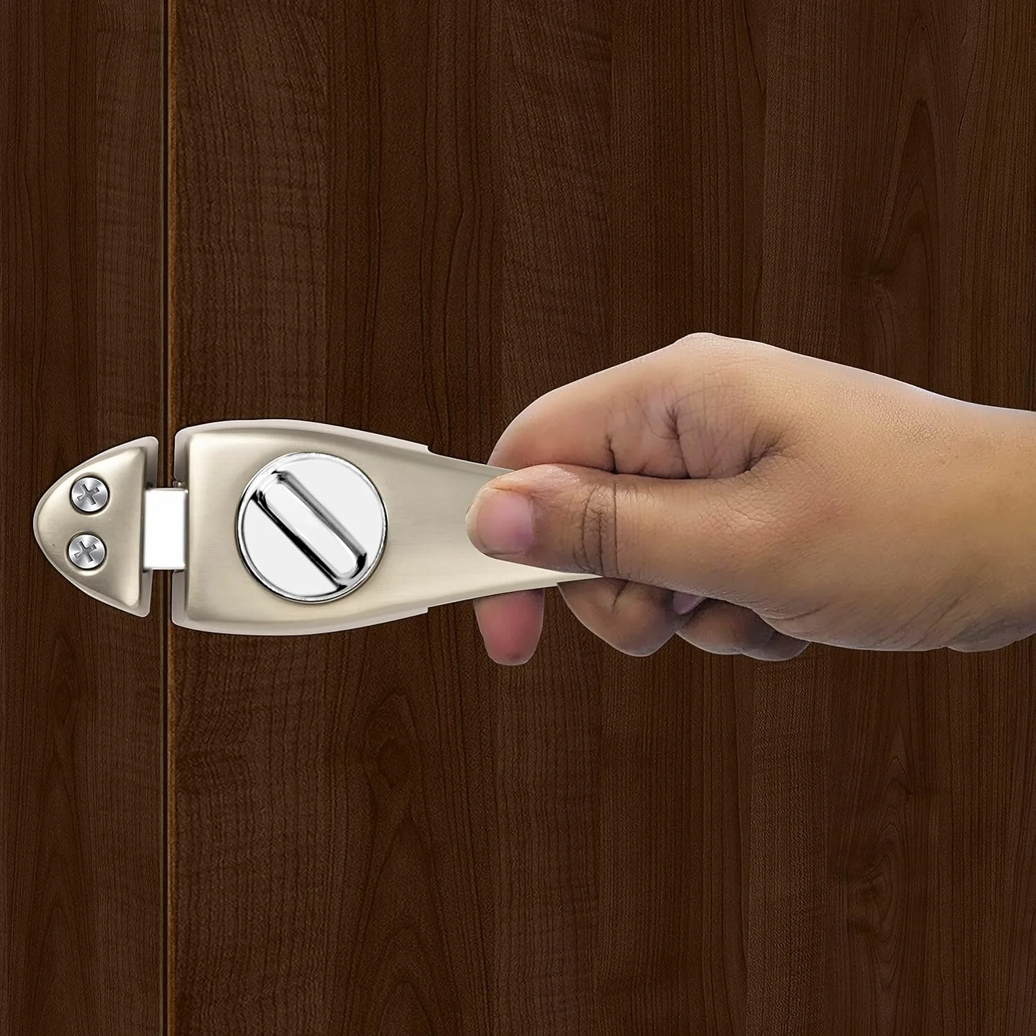 قفل درب Plantex / قفل کودک 2 در 1 با دستگیره درب برای درب حمام/اتاق خواب (ساتن) - بسته 1 عددی