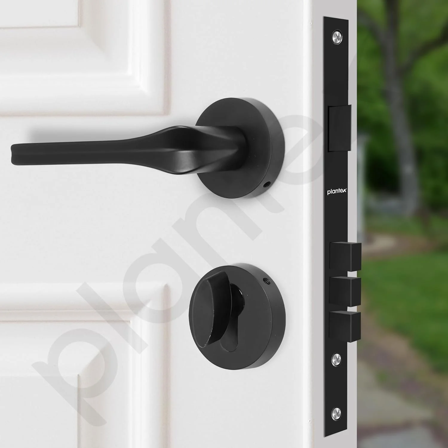 قفل درب سنگین پلنتکس / قفل زبانه و دستگیره درب اصلی برای خانه / دفتر - لوازم جانبی درب (پرداخت مشکی)